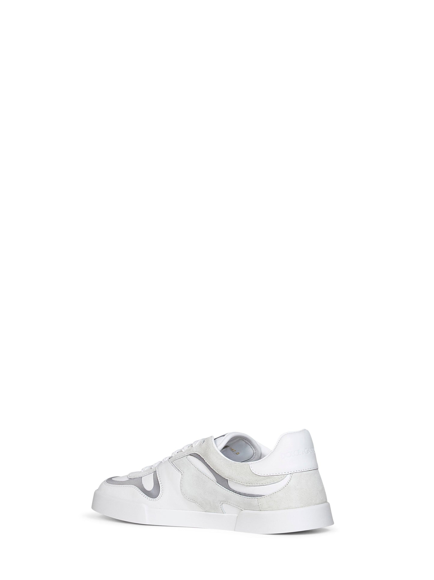 Dolce & Gabbana Men White And Ice Nappa Calfskin And Suede Portofino Sneakers DOLCE & GABBANA