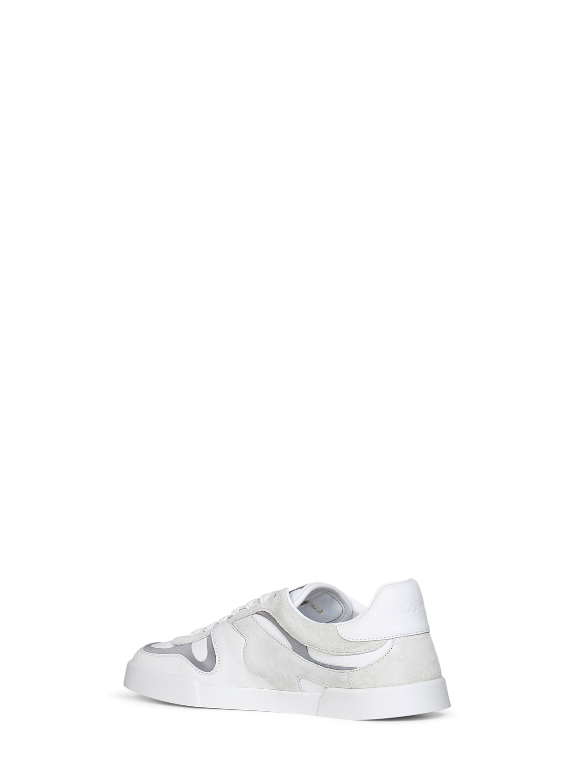 Dolce & Gabbana Men White And Ice Nappa Calfskin And Suede Portofino Sneakers