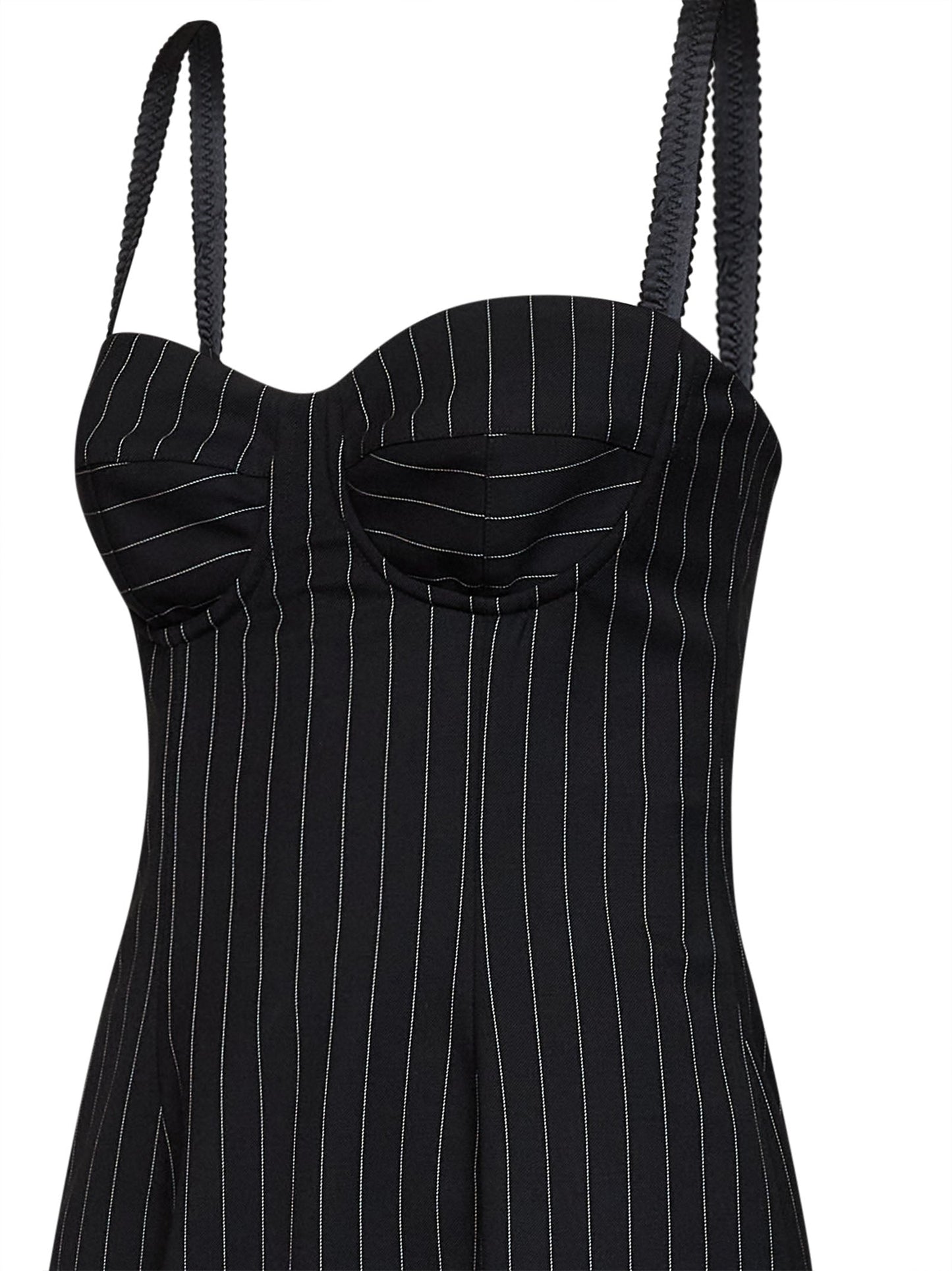 Dolce & Gabbana Women Black Stretch Pinstriped Wool Bustier Mini Dress DOLCE & GABBANA