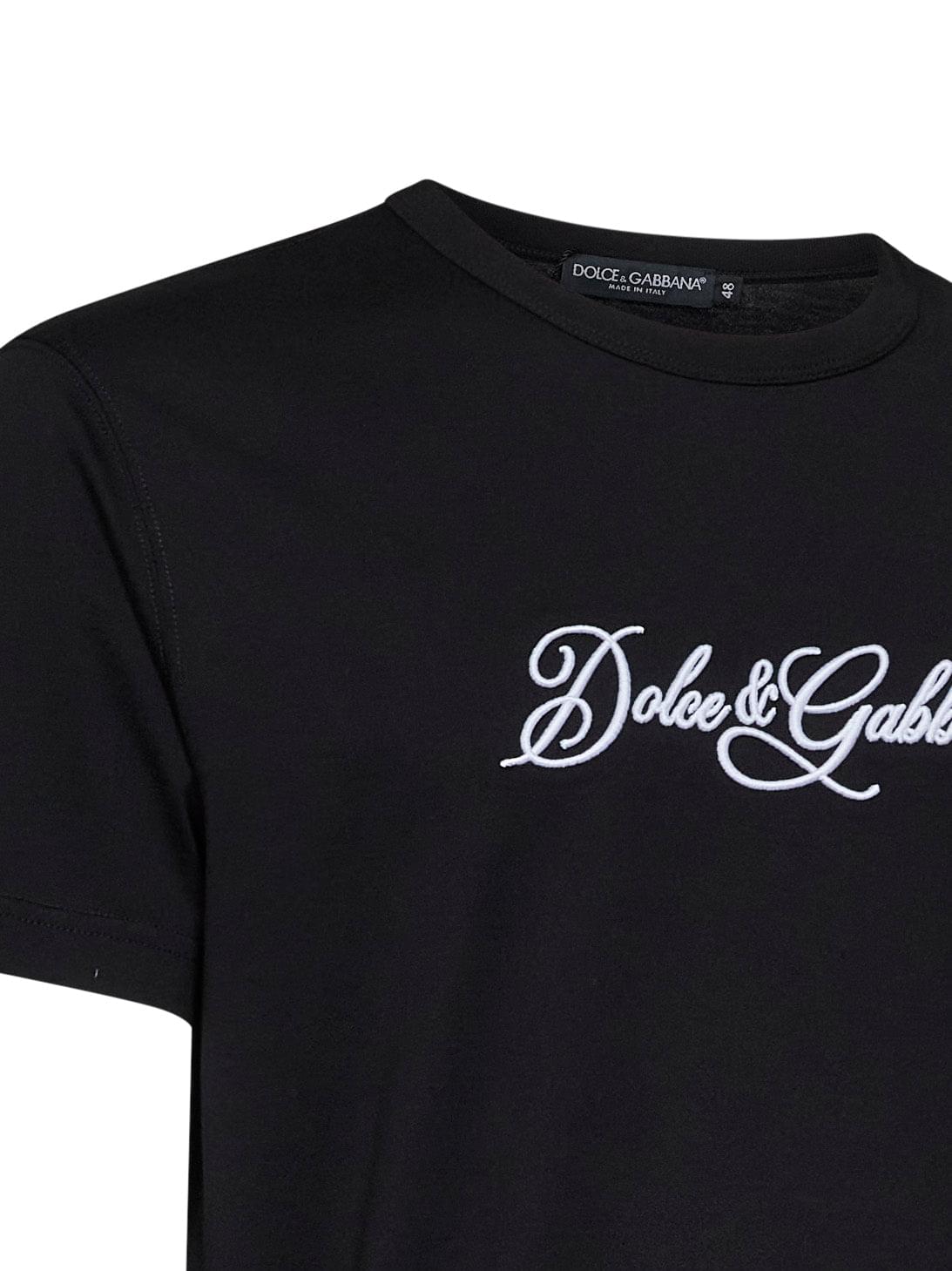 Dolce & Gabbana Men Black Cotton Jersey Embroidered T-Shirt DOLCE & GABBANA