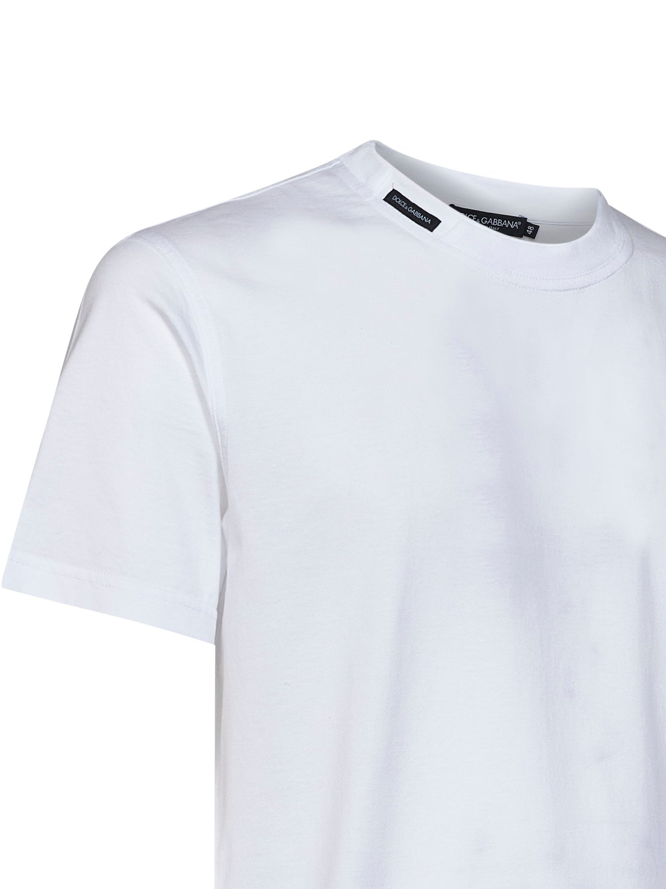 Dolce & Gabbana Men White Cotton Jersey T-Shirt With Logo Label DOLCE & GABBANA