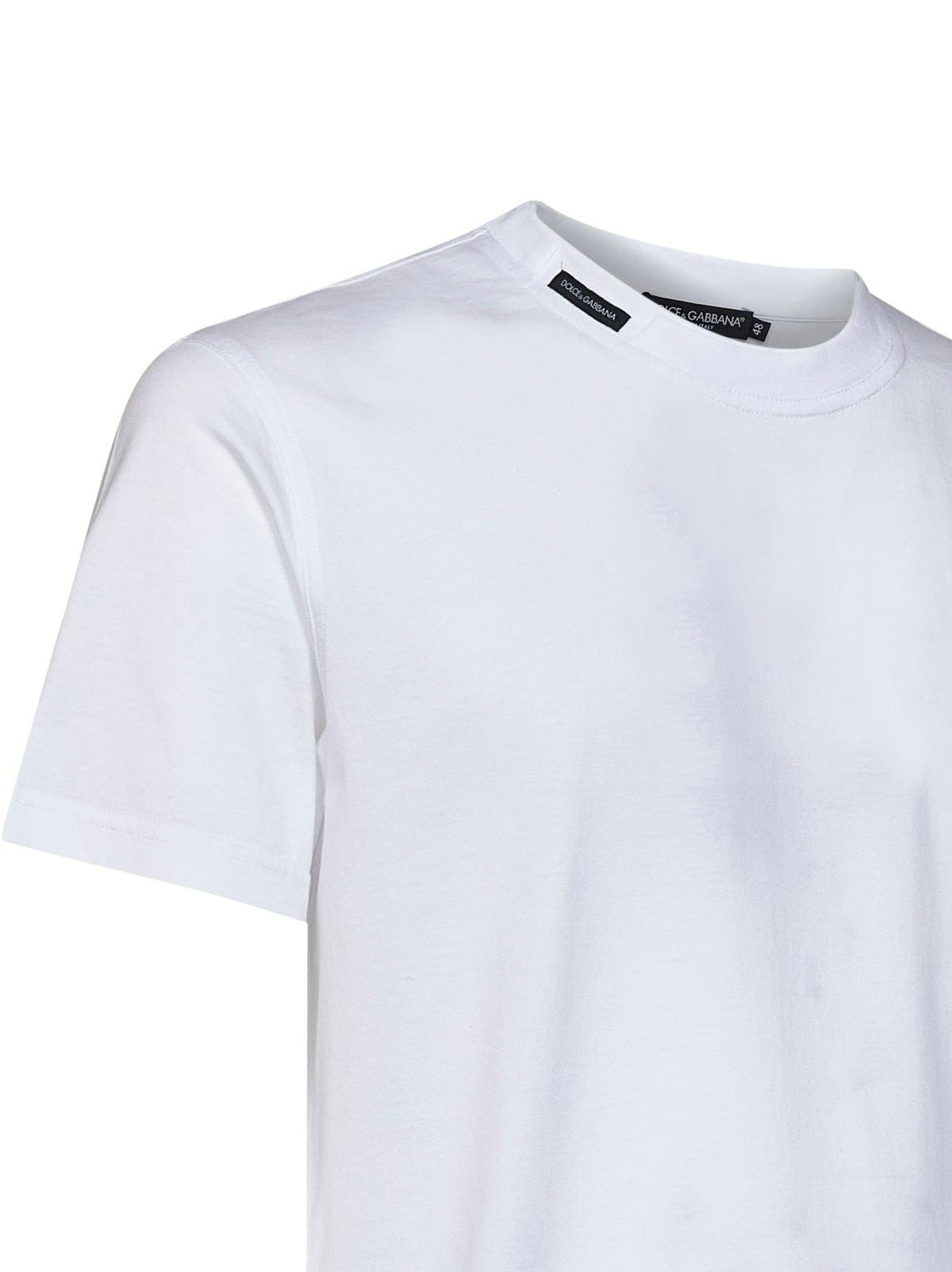 Dolce & Gabbana Men White Cotton Jersey T-Shirt With Logo Label DOLCE & GABBANA