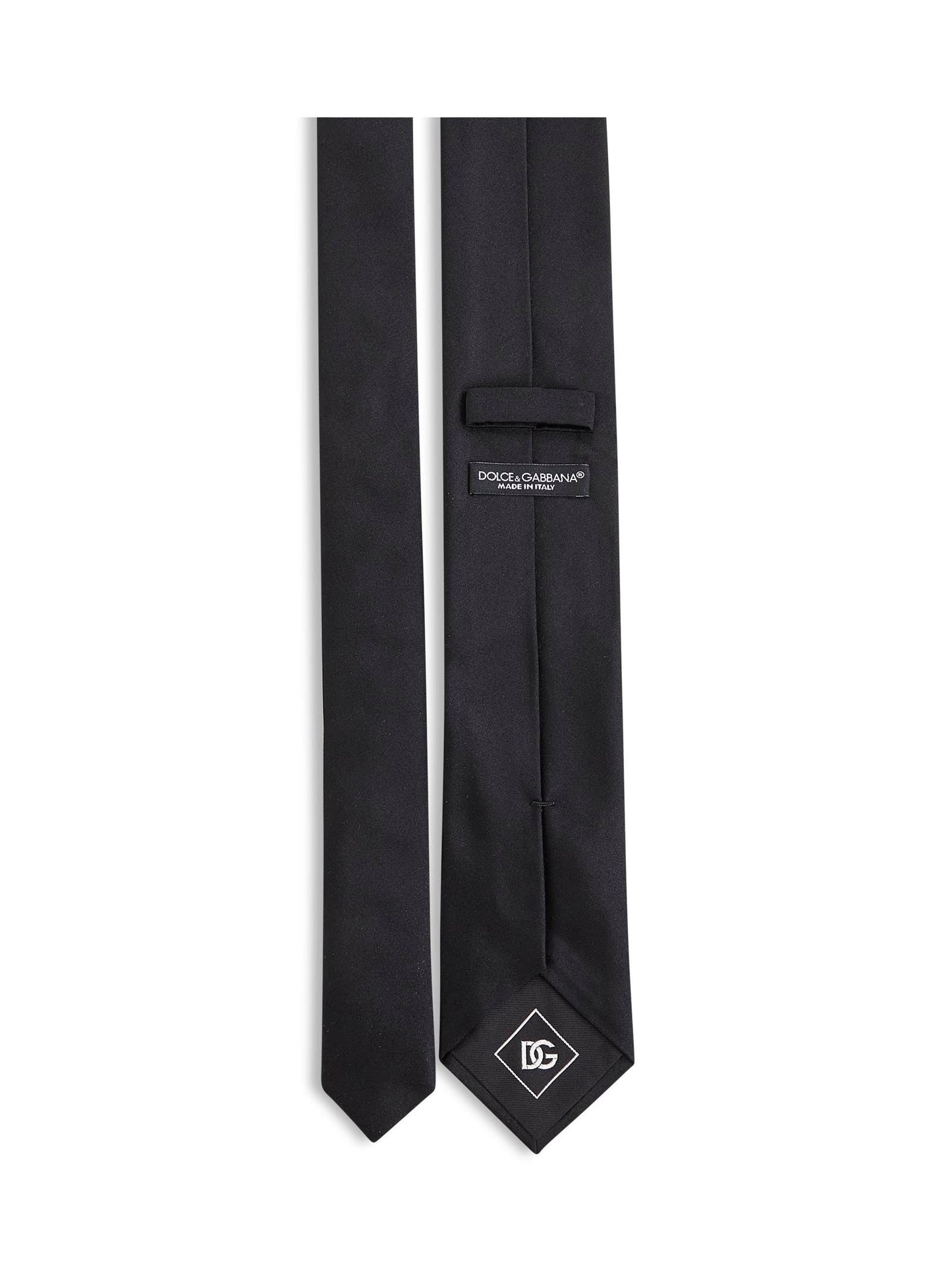 Dolce & Gabbana Men Black Silk Satin Martini Tie DOLCE & GABBANA