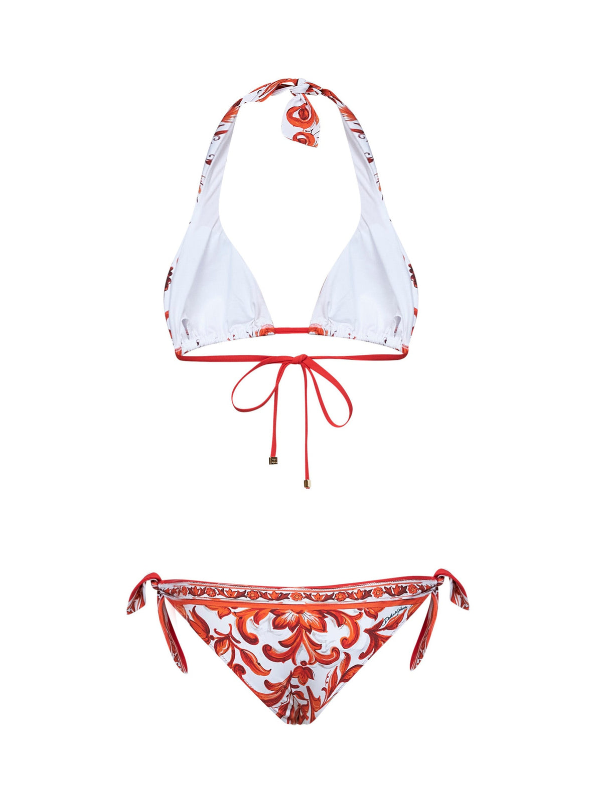 Dolce & Gabbana Women Orange Maiolica-Print Lycra Bikini DOLCE & GABBANA