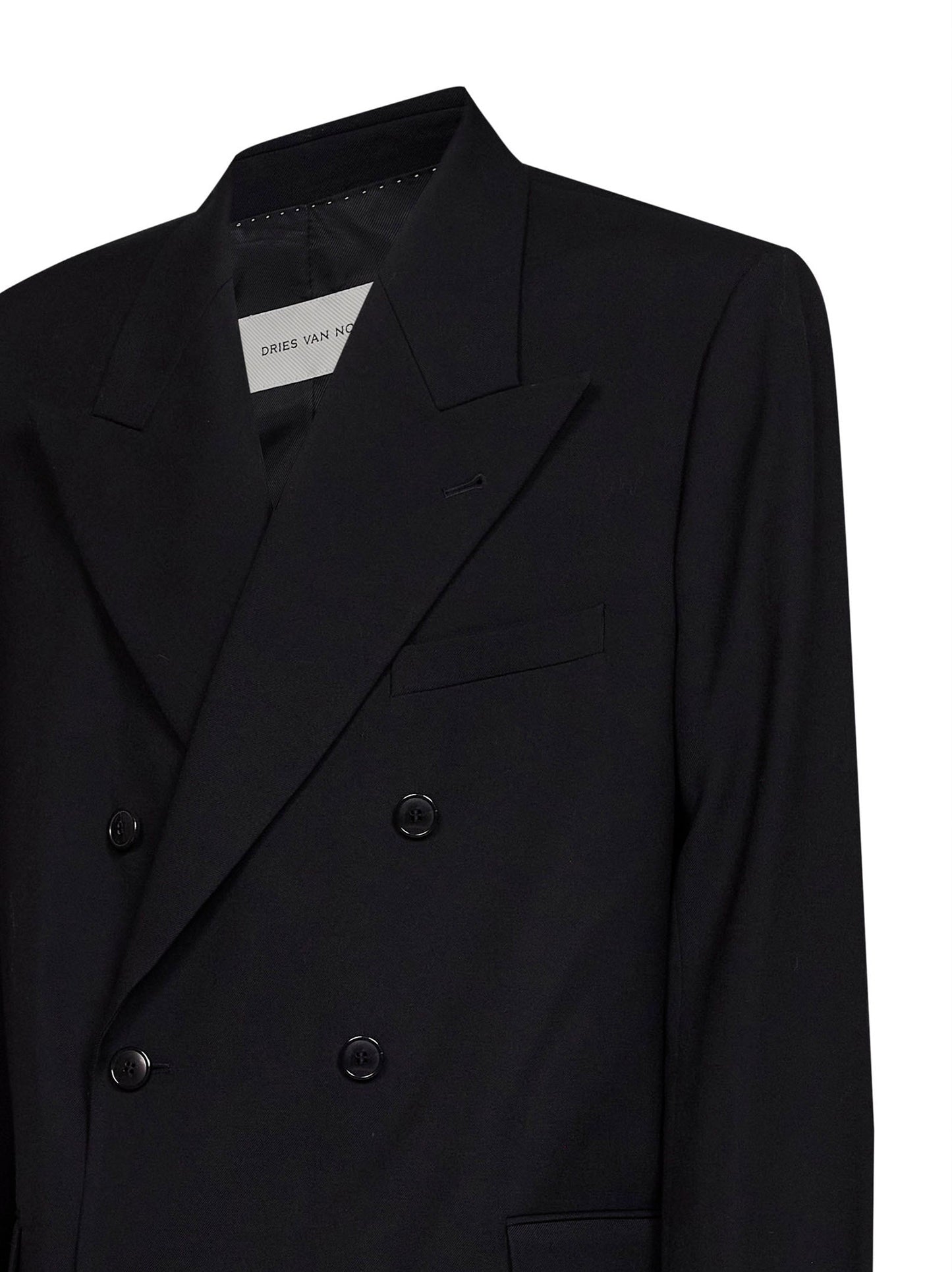 Dries Van Noten Men Black Wool Canvas Bosier Double-Breasted Jacket DRIES VAN NOTEN