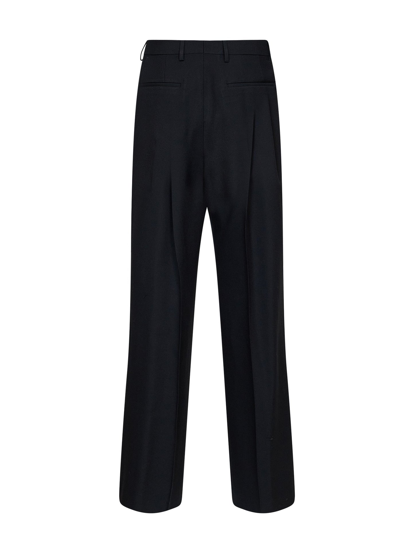 Dries Van Noten Men Black Wool Panrom Double-Pleat Straight-Leg Trousers DRIES VAN NOTEN