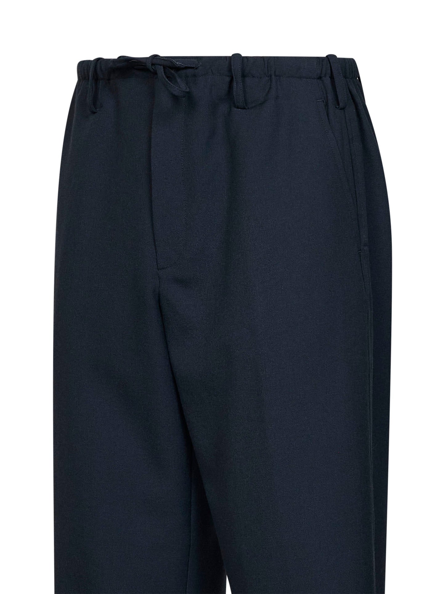 Dries Van Noten Men Navy Blue Wool Penny Straight-Leg Trousers DRIES VAN NOTEN