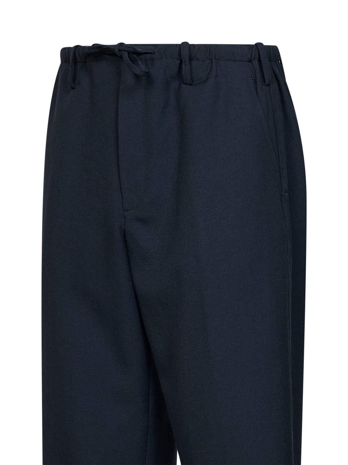 Dries Van Noten Men Navy Blue Wool Penny Straight-Leg Trousers DRIES VAN NOTEN