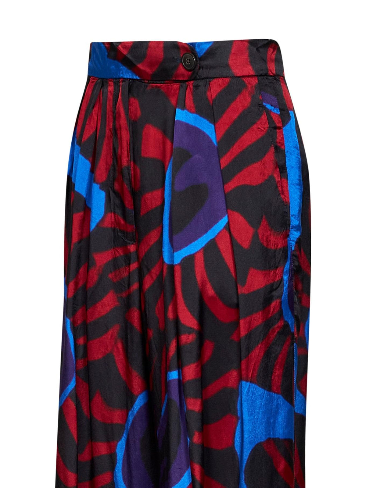 Dries Van Noten Women Red Marbled Clay-Print Twill Pamplona Wide Trousers DRIES VAN NOTEN