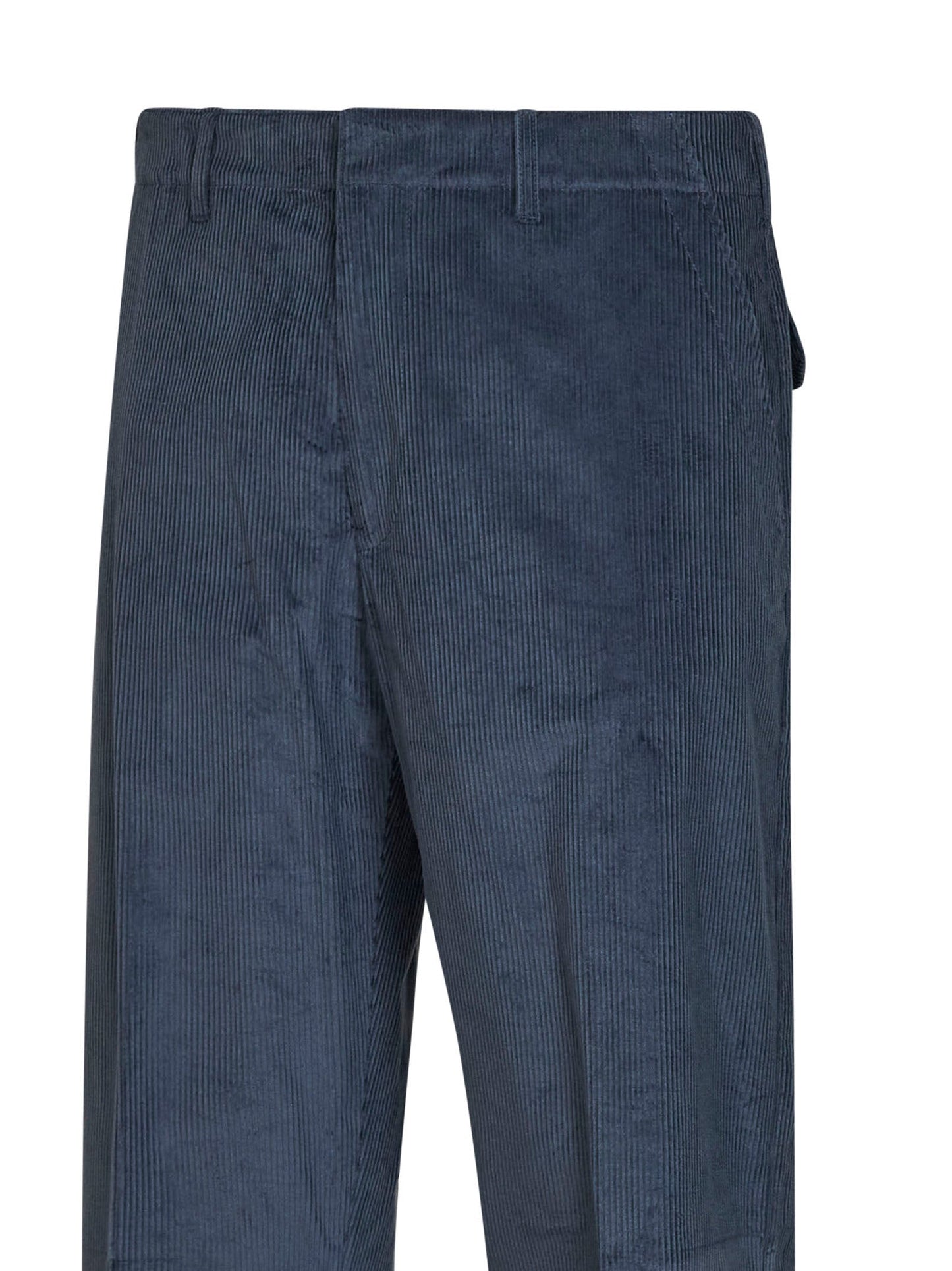 Etro Men Blue Stretch Cotton Corduroy Trousers ETRO