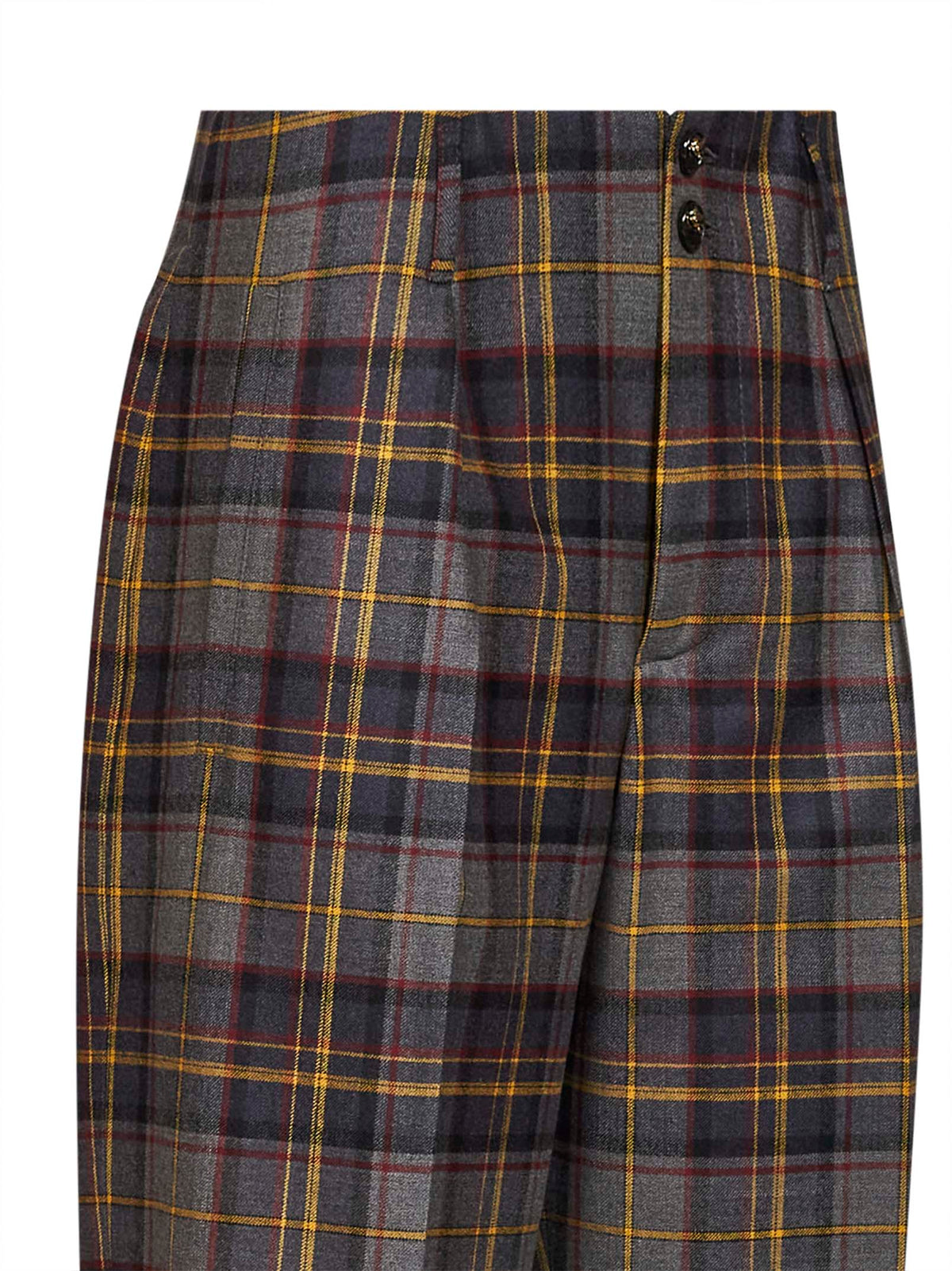 Etro Women Grey Check-Pattern Stretch Wool Trousers ETRO