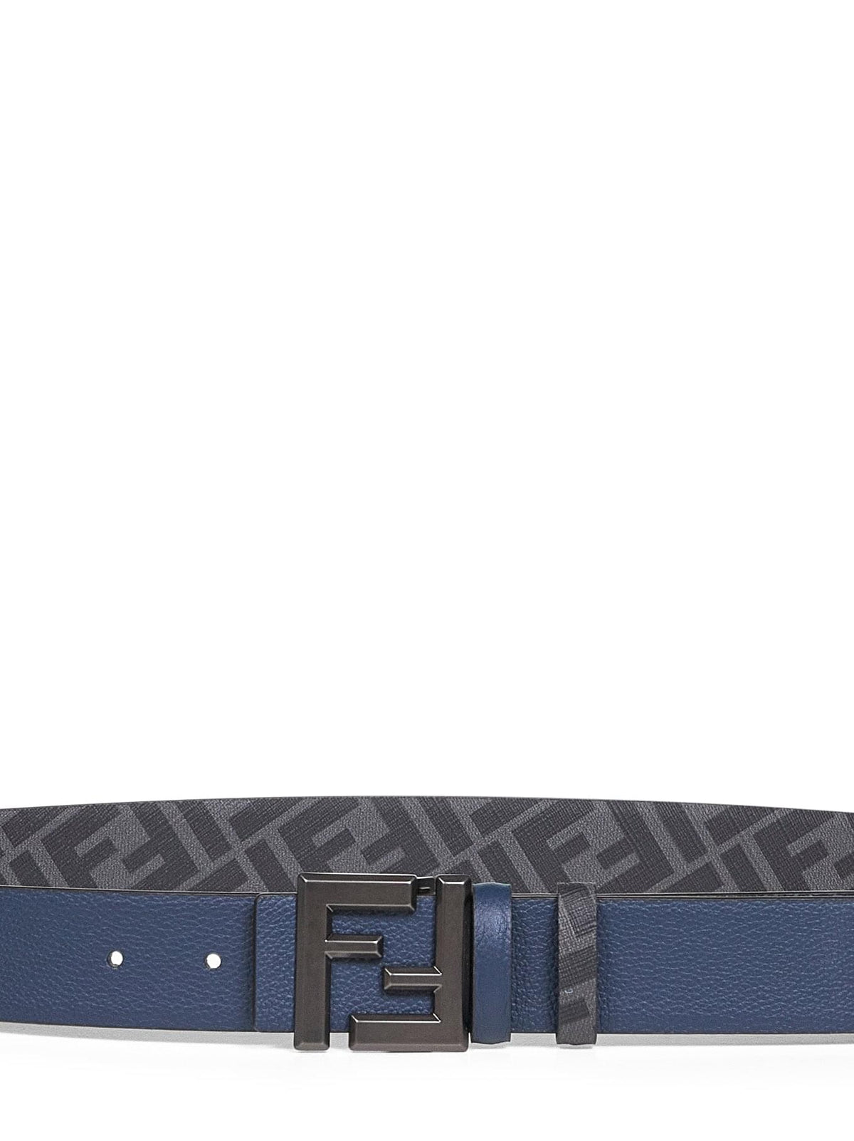 Fendi Men Leather And Ff Canvas Squared Ff Reversible Belt FENDI