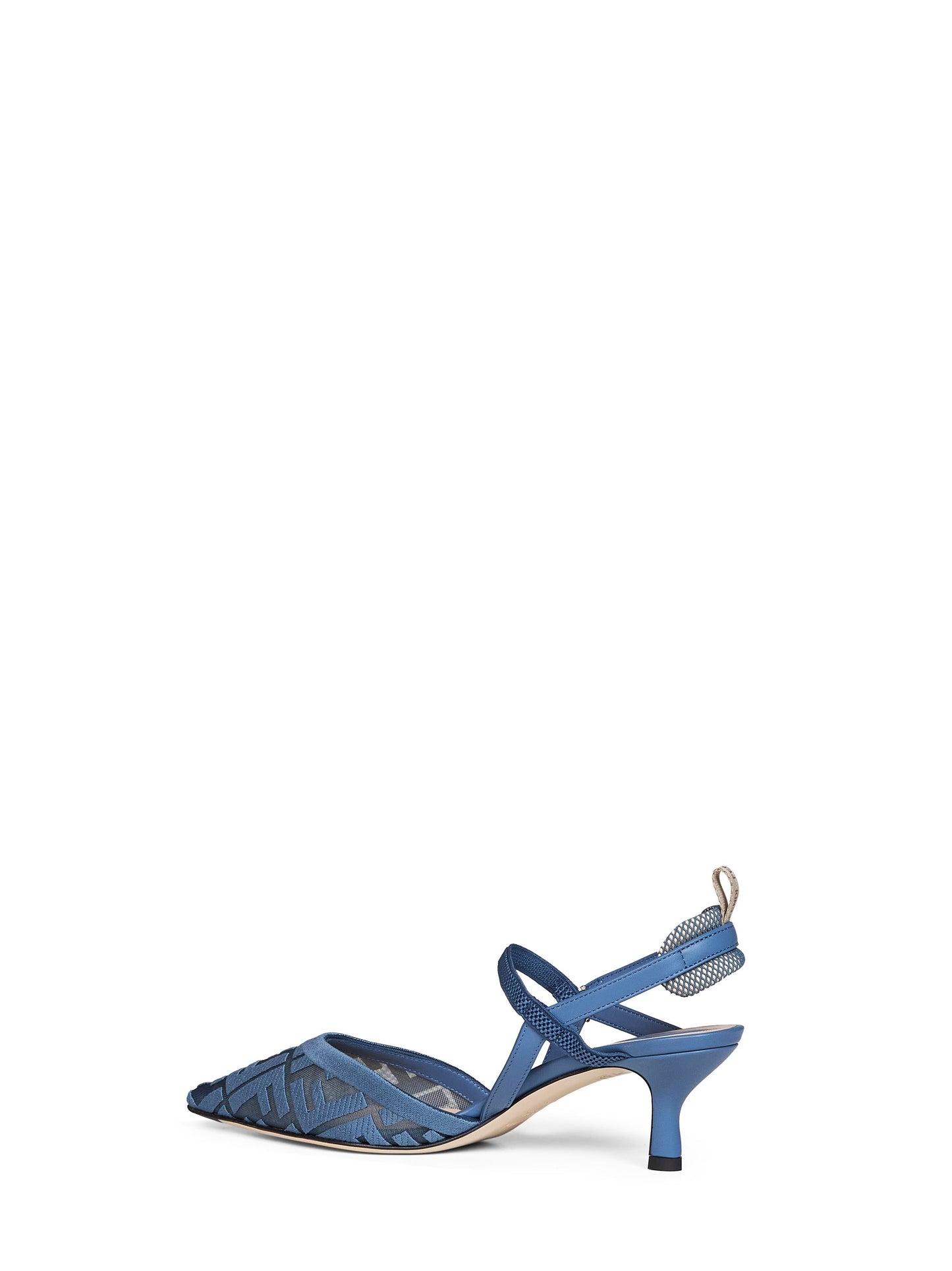 Fendi Women Light Blue Ff Embroidered Mesh Colibrì Lite Slingbacks FENDI