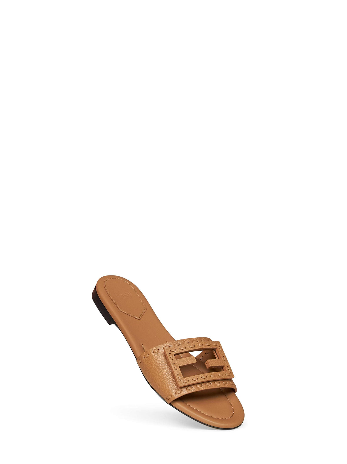 Fendi Women Tan Leather Baguette Slides FENDI