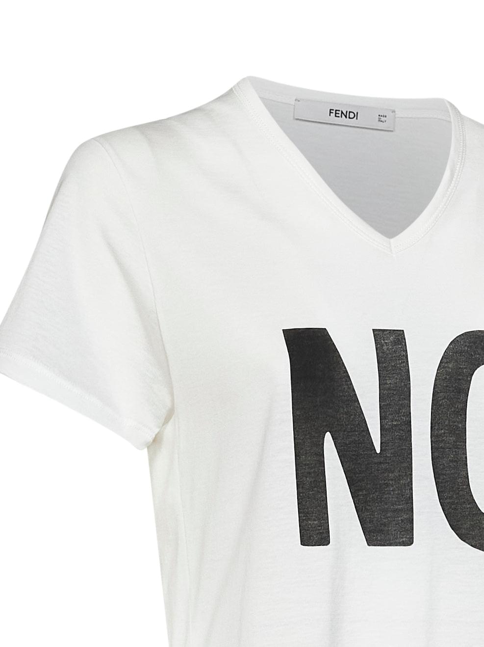 Fendi Women Ivory Cotton Jersey T-Shirt With Noi Print FENDI
