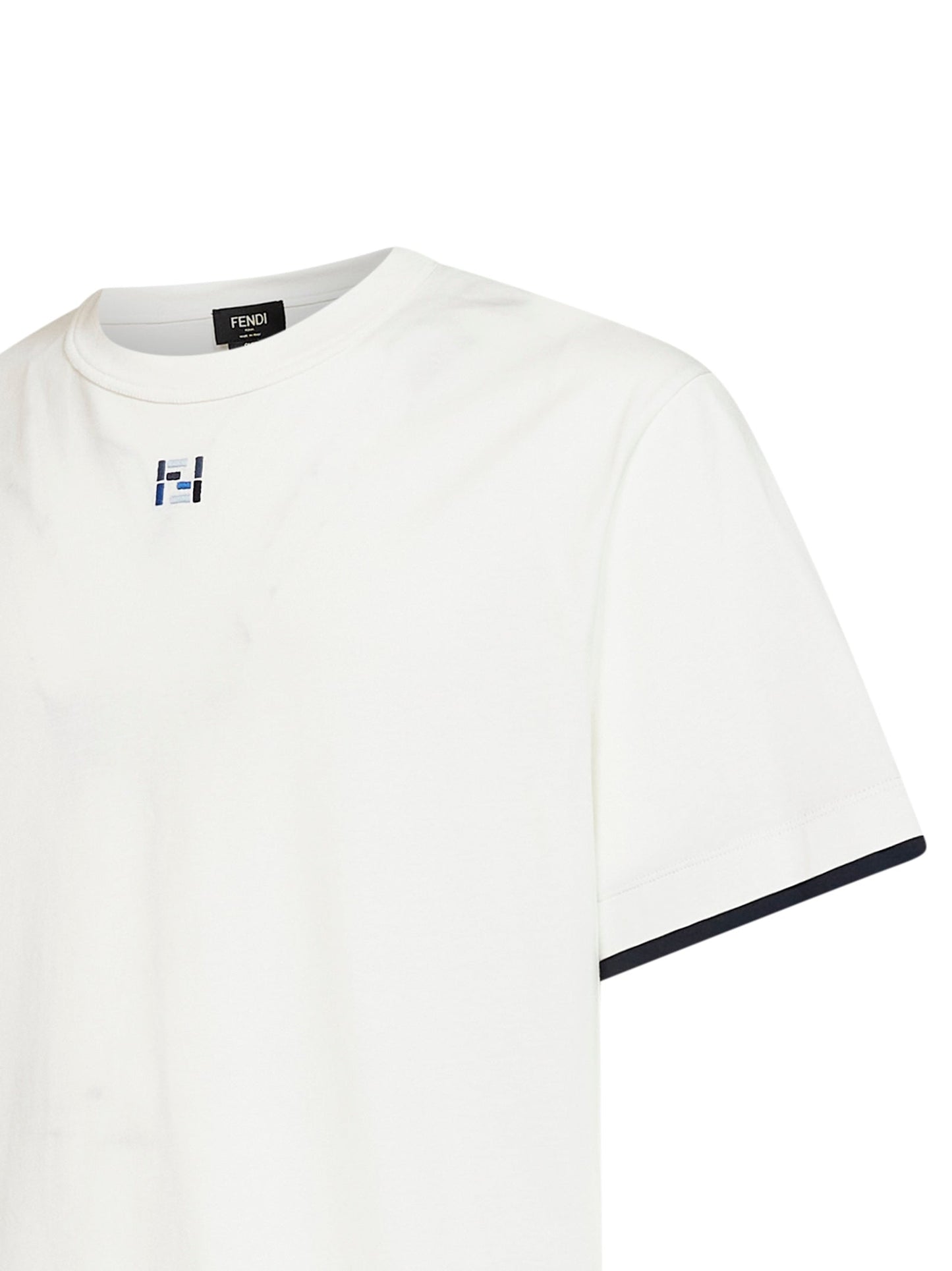 Fendi Men White Jersey Oversized T-Shirt With Contrasting Trims FENDI