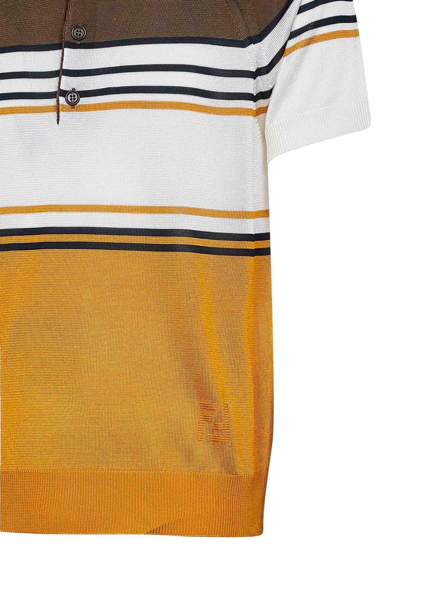Fendi Men Multicolor Striped Color Block Viscose Knit Polo Shirt FENDI