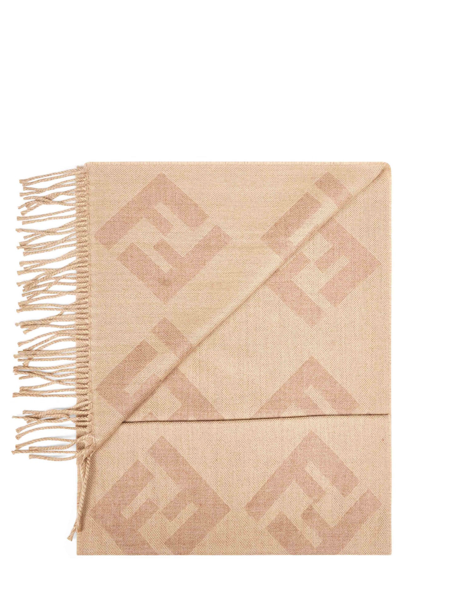 Fendi Silk Men Beige Ff Wool Scarf FENDI