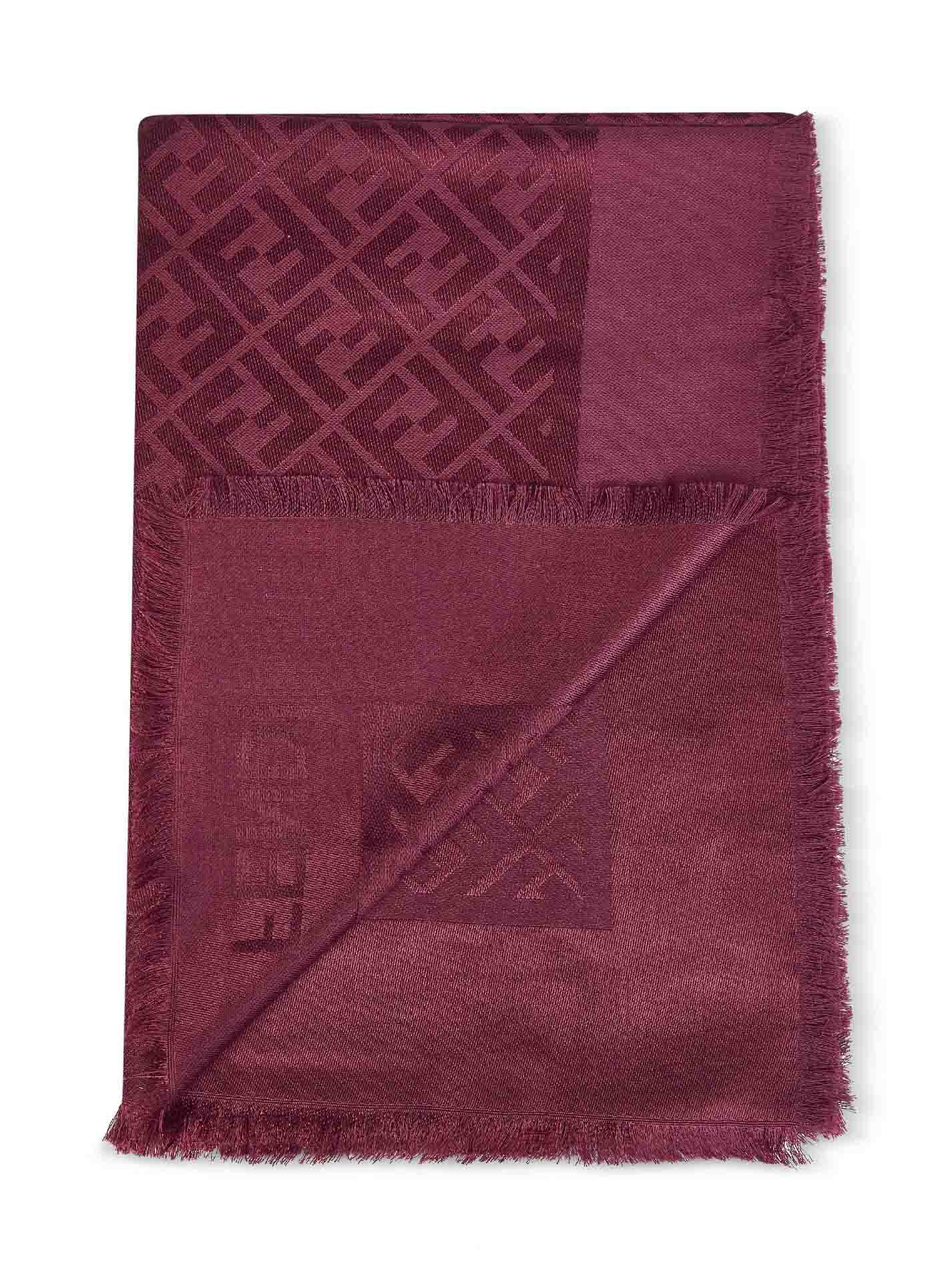 Fendi Silk Women Cherry Silk And Wool Ff Shawl FENDI