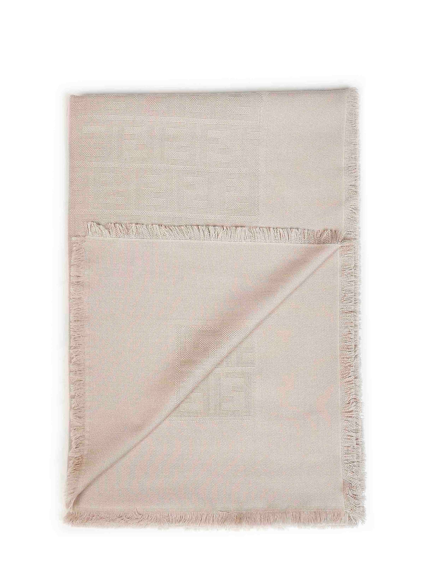 Fendi Silk Women Taupe Ff Wool And Silk And Cashmere Shawl<Br/> FENDI