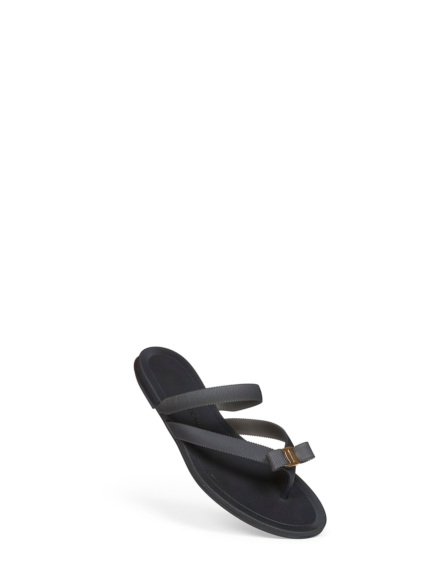 Ferragamo Women Black Rubber Vara Bow Thong Sandals FERRAGAMO