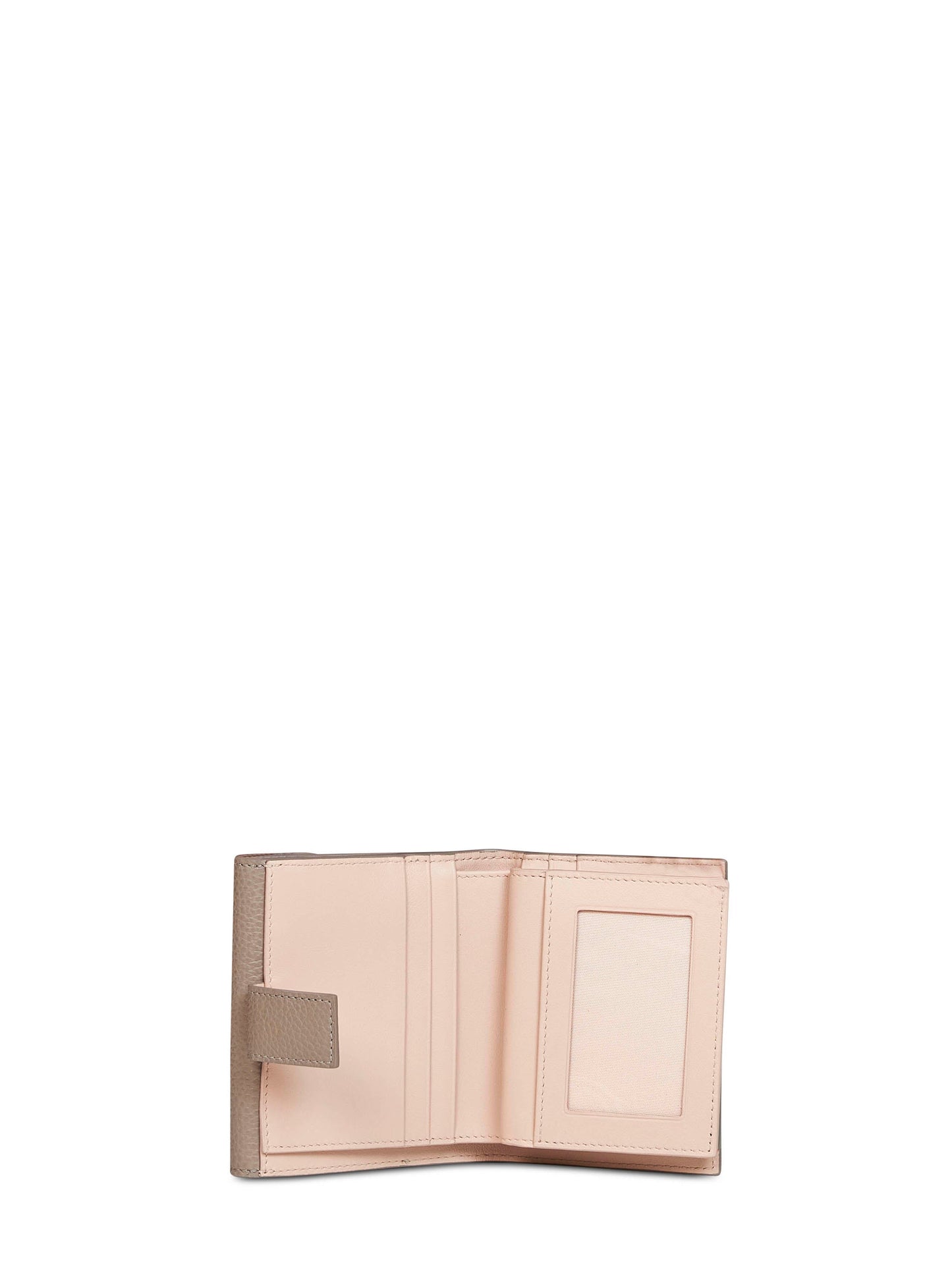 Ferragamo Women Ferragamo Women Warm Taupe Hammered Calfskin Leather Gancini Compact Wallet FERRAGAMO