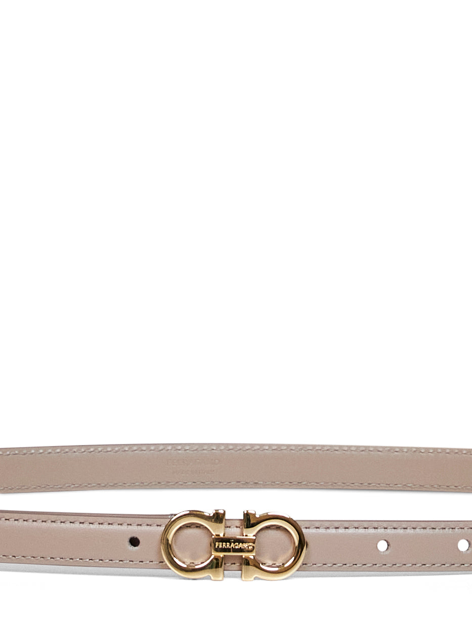 Ferragamo Women Warm Taupe Calf Leather Gancini Belt FERRAGAMO