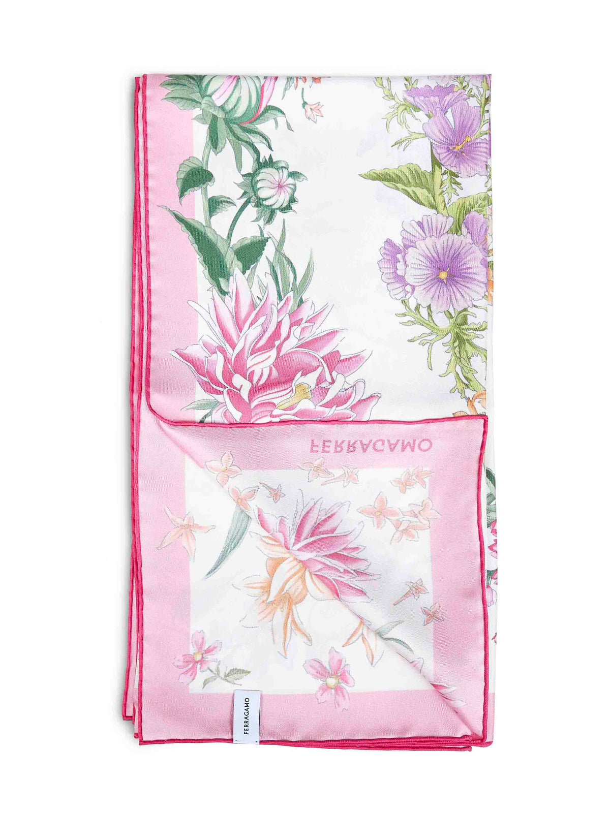 Ferragamo Women Pink Primavera-Print Silk Scarf FERRAGAMO