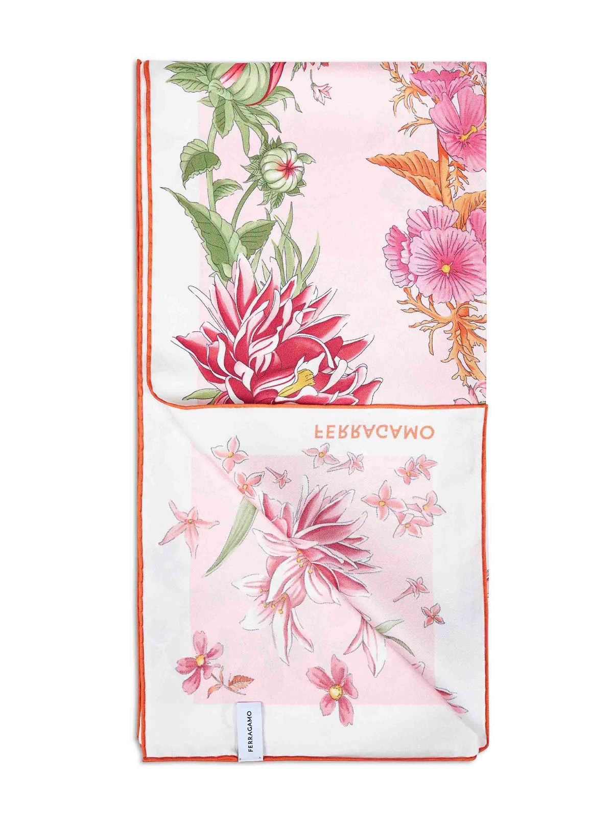 Ferragamo Women Orange Primavera-Print Silk Scarf FERRAGAMO