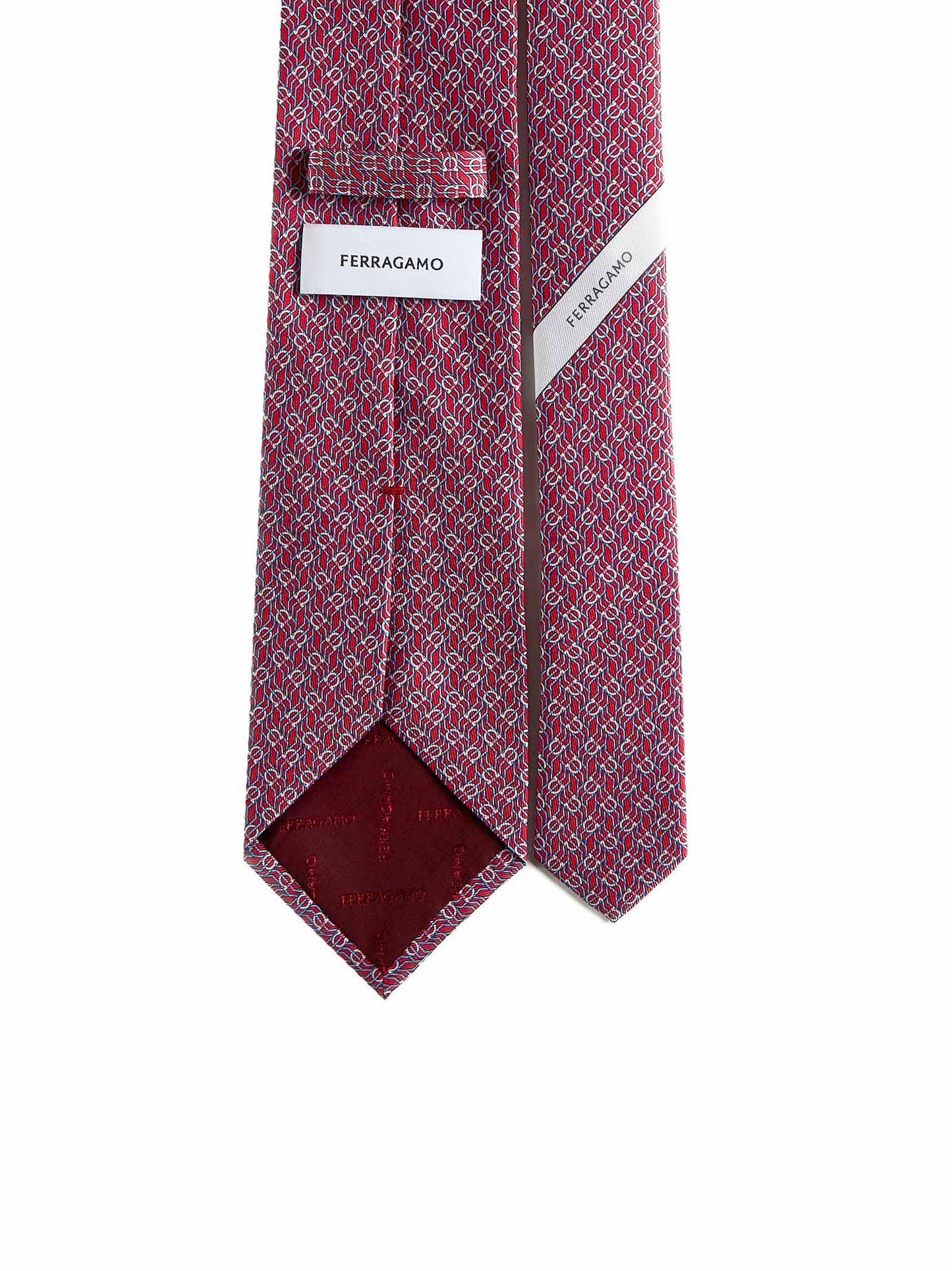 Ferragamo Men Red Silk Tetris Print Tie FERRAGAMO