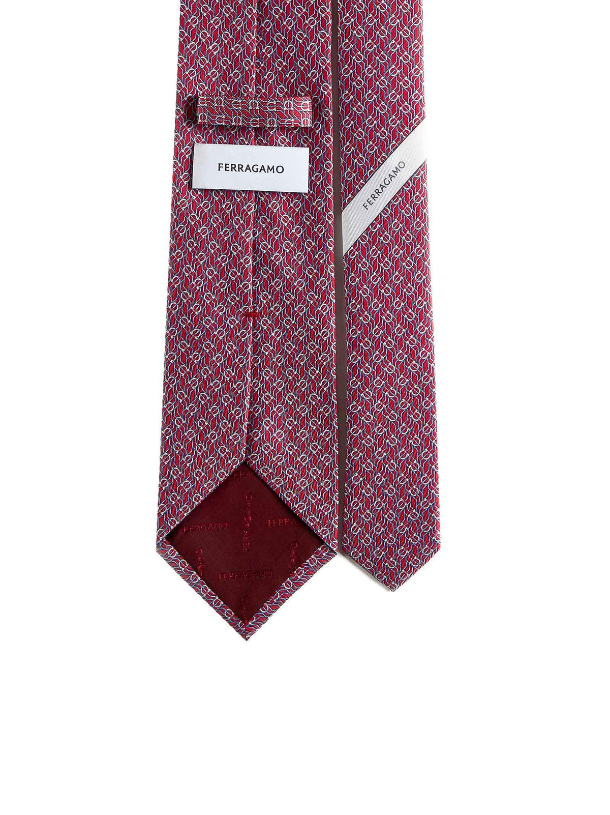 Ferragamo Men Red Silk Tetris Print Tie FERRAGAMO