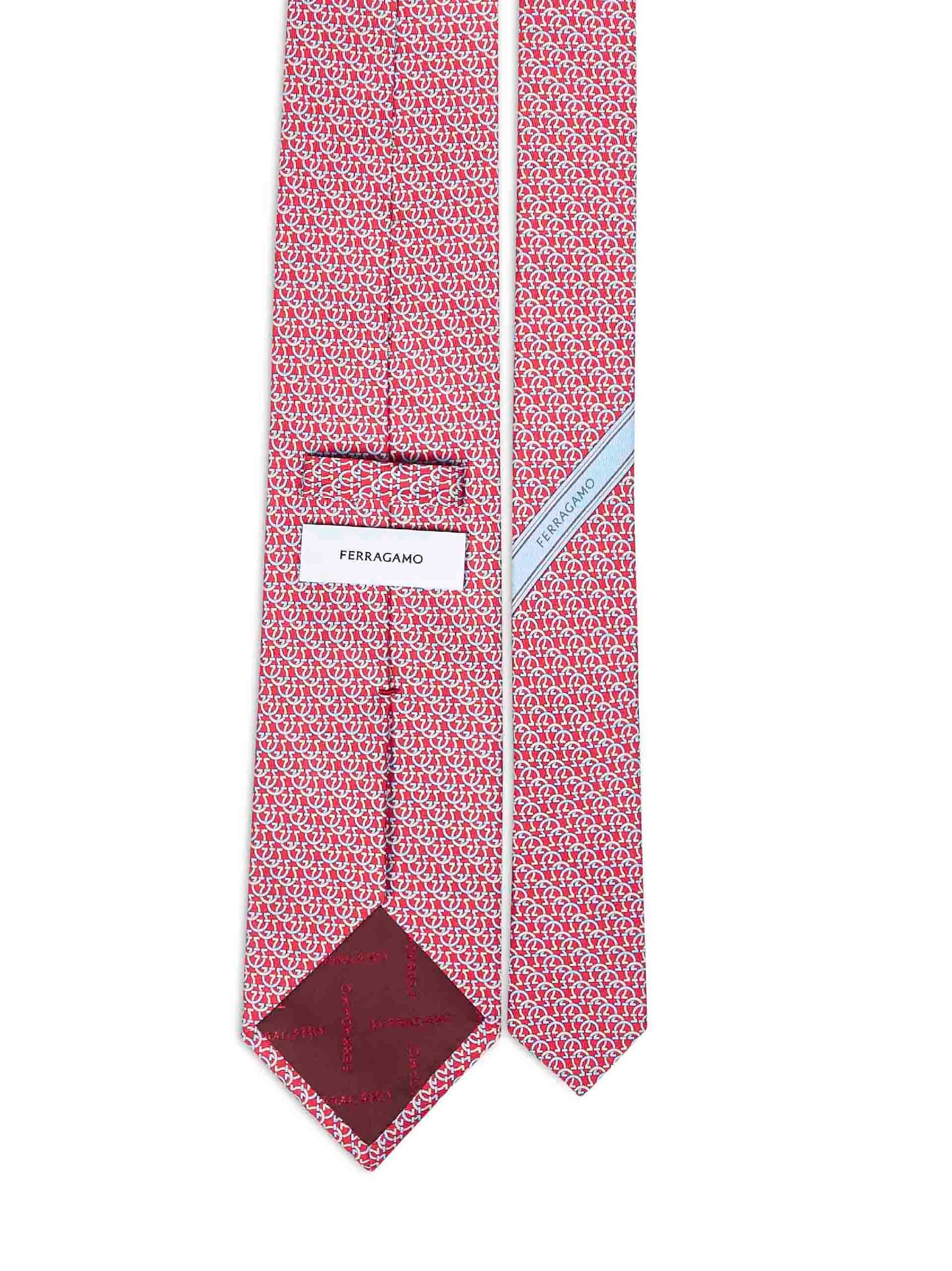 Ferragamo Men Red Gancini Silk Twill Cerchio Tie FERRAGAMO