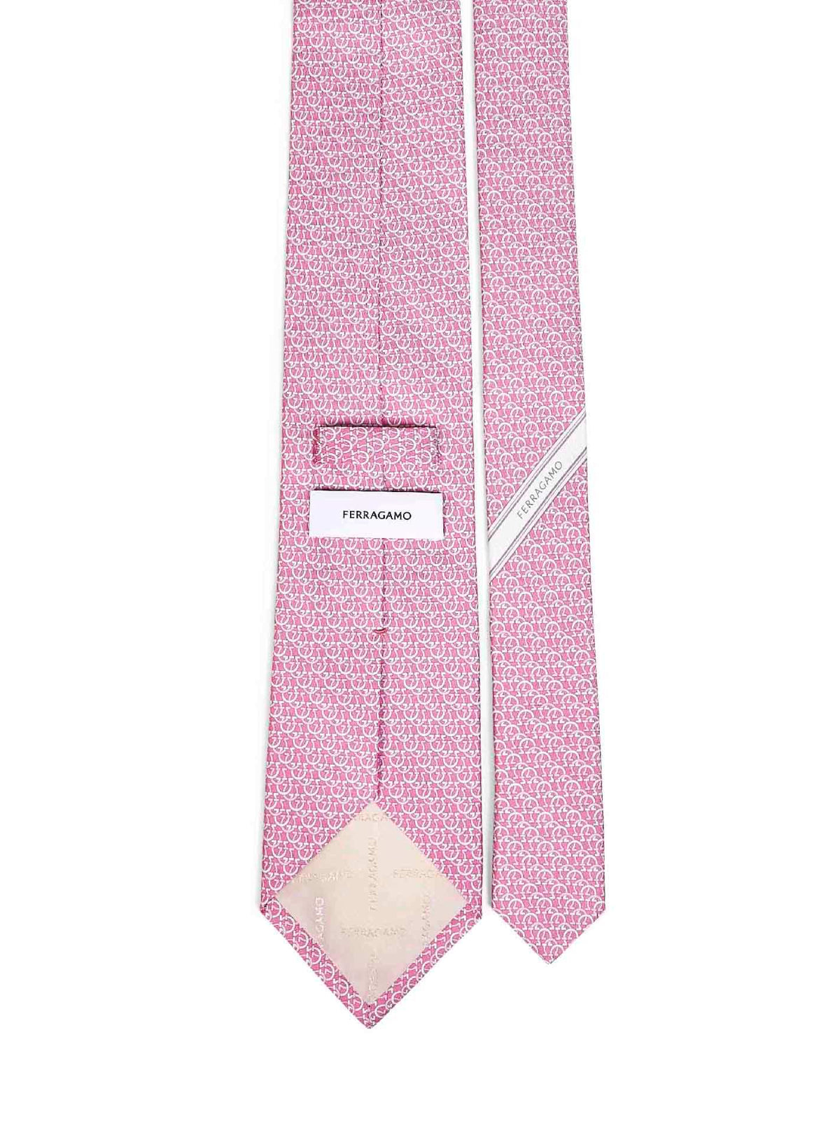 Ferragamo Men Pink Gancini Silk Twill Cerchio Tie FERRAGAMO