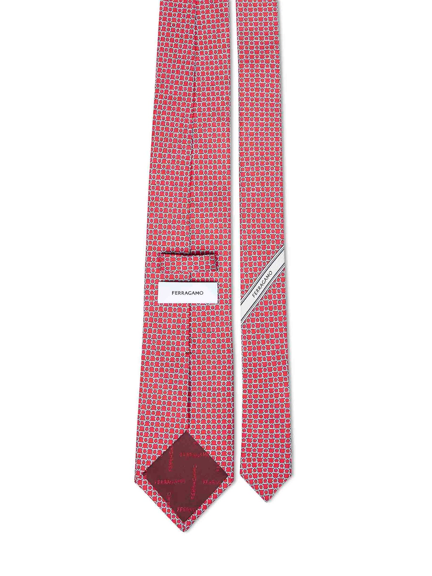 Ferragamo Men Red Gancini Silk Twill Carato Tie FERRAGAMO
