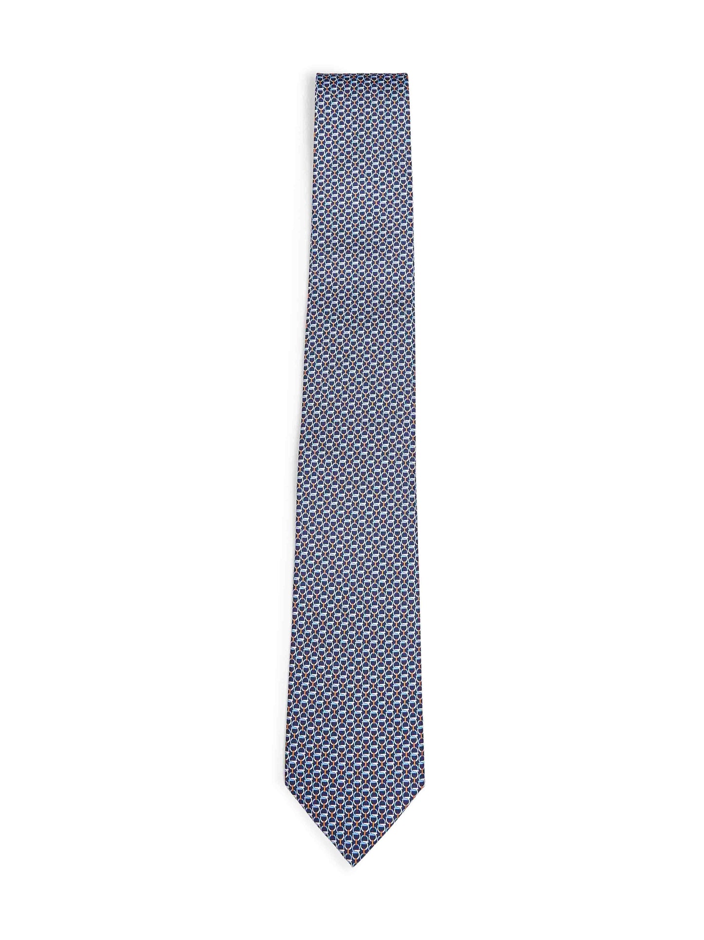 Ferragamo Men Navy Blue Gancini Silk Twill Tie FERRAGAMO