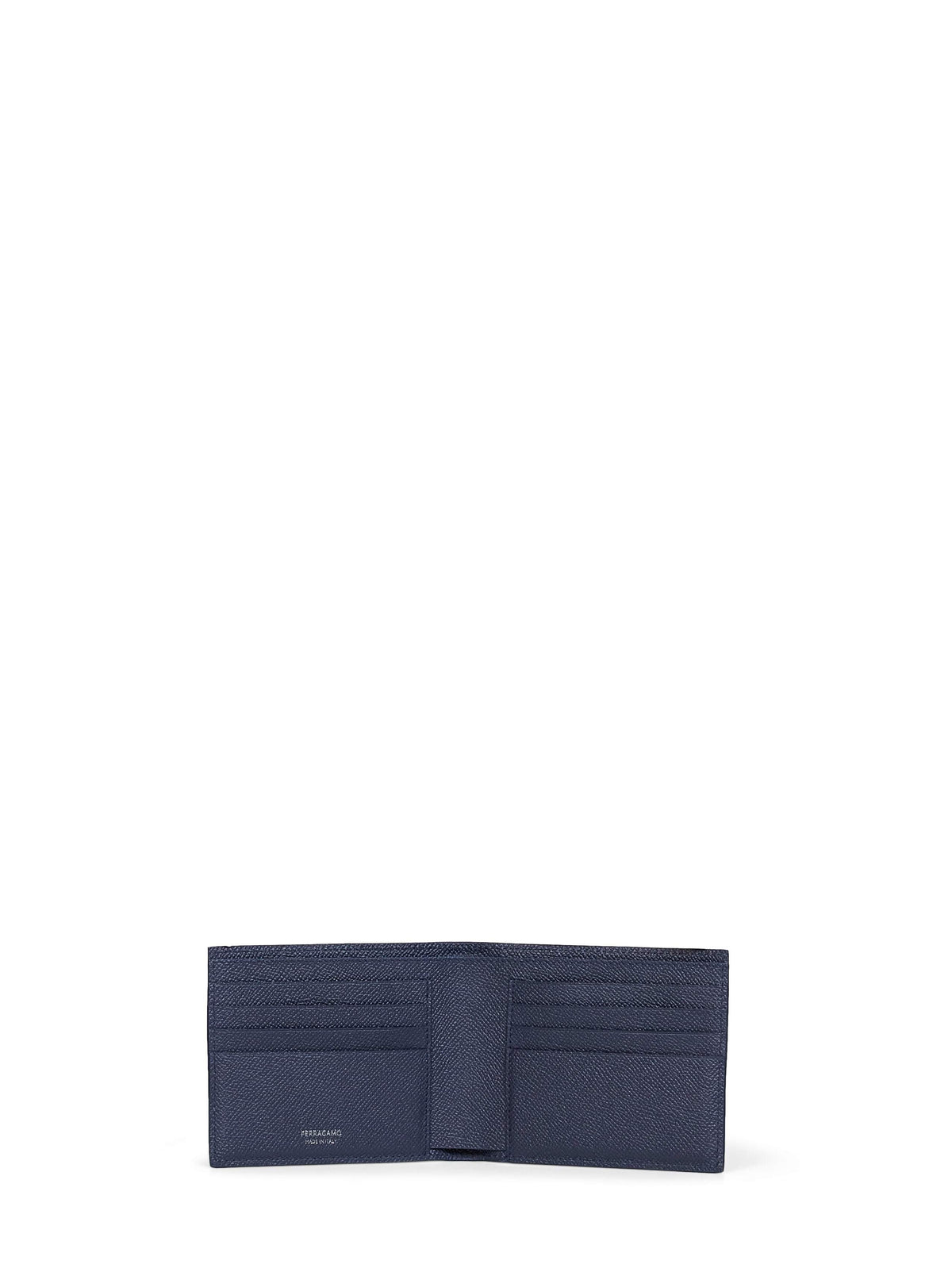Ferragamo Men Dark Navy Blue Hammered Calfskin Gancini Wallet<Br/> FERRAGAMO