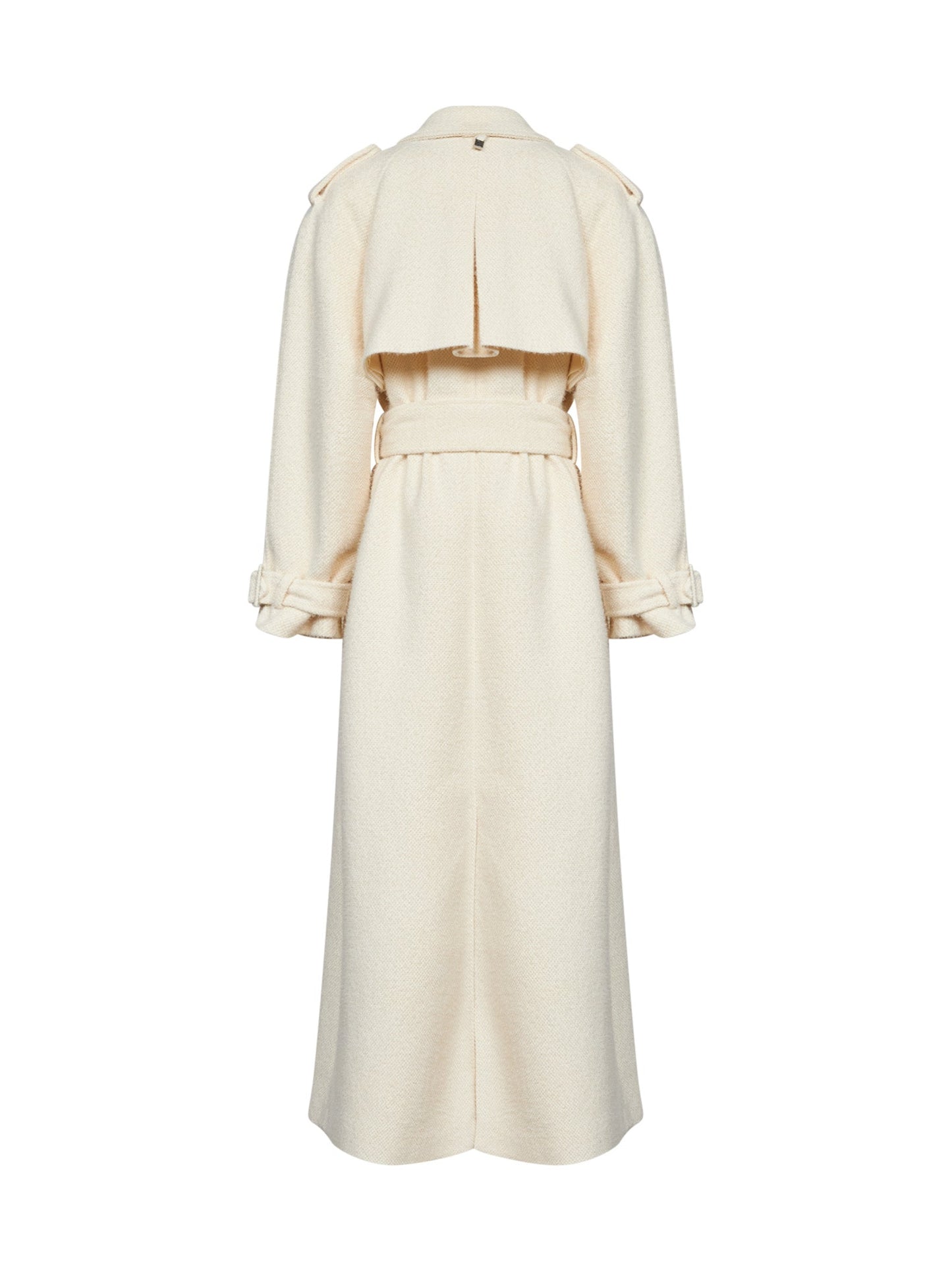 Giuseppe Di Morabito Women Milk Bouclé Long Double-Breasted Belted Trench Coat GIUSEPPE DI MORABITO