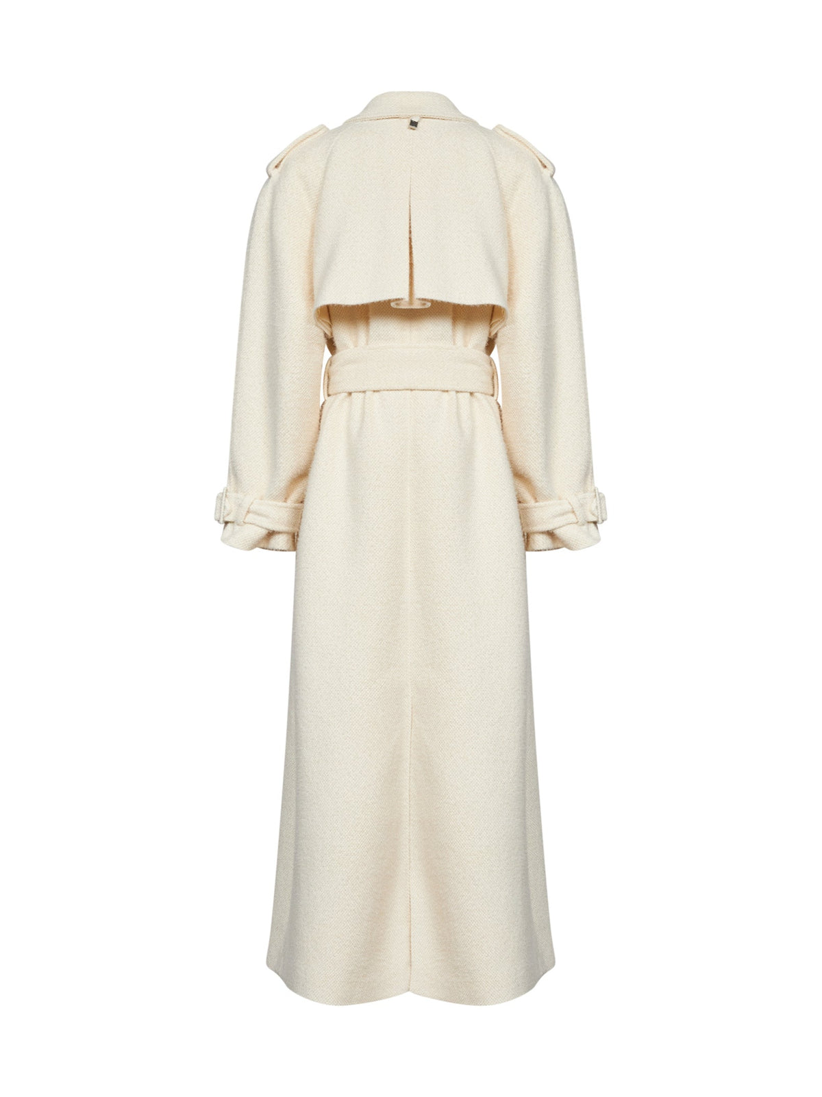 Giuseppe Di Morabito Women Milk Bouclé Long Double-Breasted Belted Trench Coat GIUSEPPE DI MORABITO