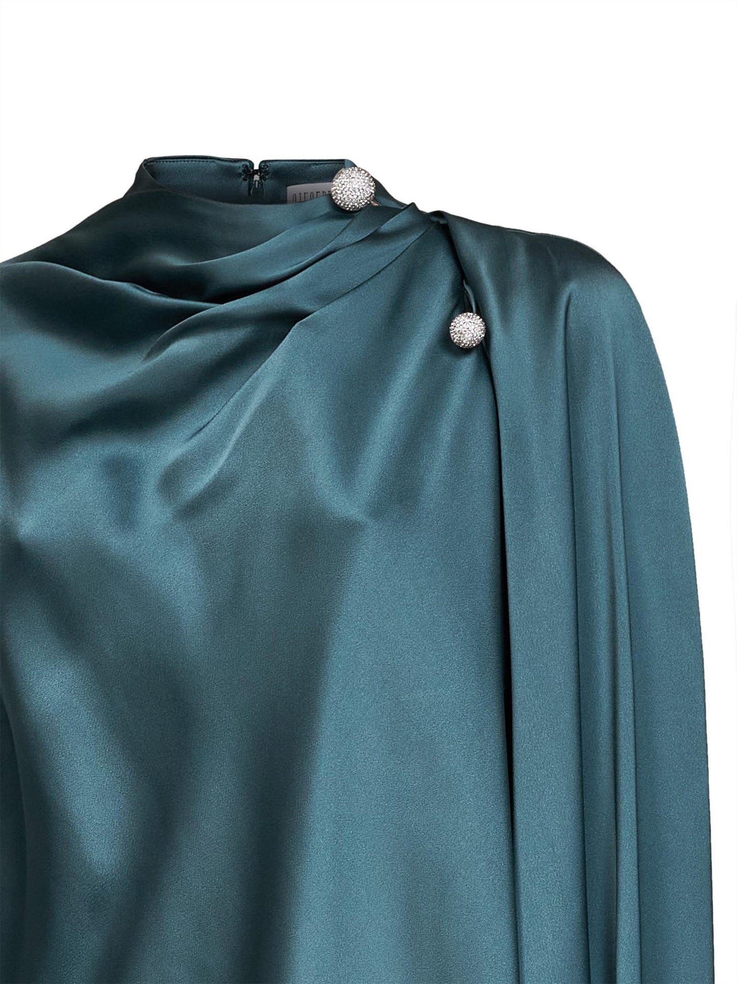 Giuseppe Di Morabito Women Teal Satin Mini Dress With Jeweled Detail GIUSEPPE DI MORABITO