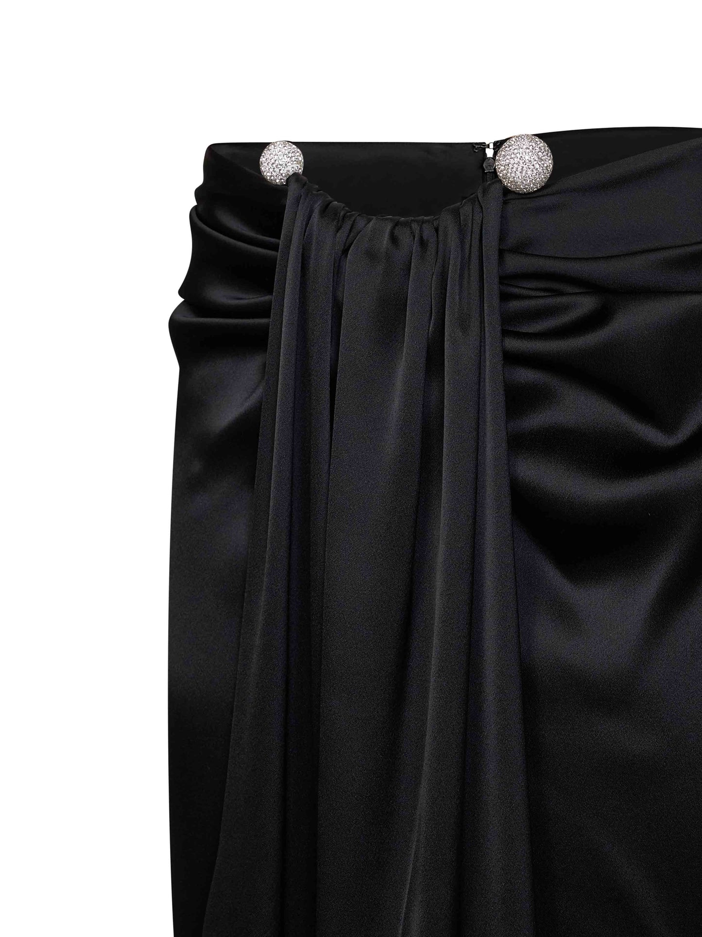 Giuseppe Di Morabito Women Black Satin Maxi Skirt With Jeweled Detail GIUSEPPE DI MORABITO