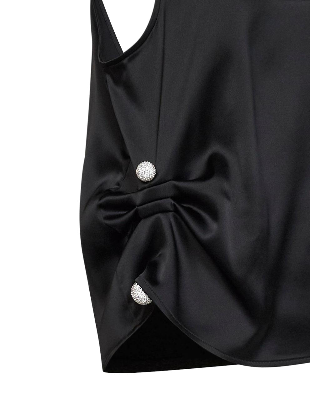 Giuseppe Di Morabito Women Black Satin Draped Top GIUSEPPE DI MORABITO