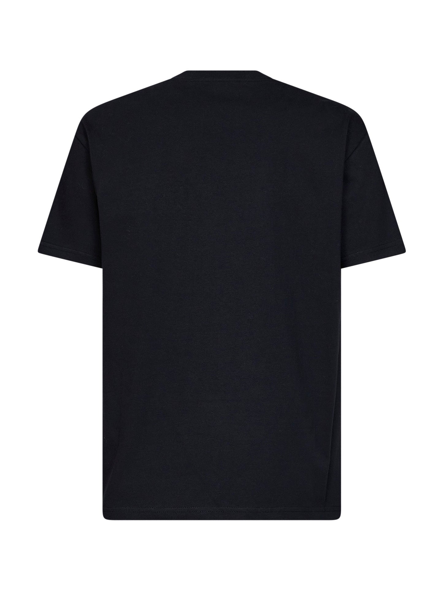 Givenchy Men Black Cotton T-Shirt With Givenchy Paris Pompom Embroidery GIVENCHY