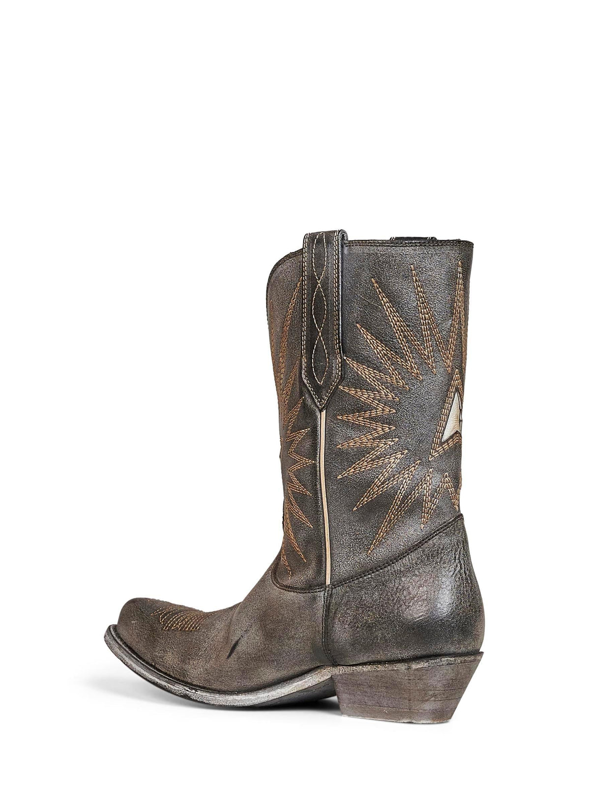 Golden Goose Women Black Leather Wish Star Low Boots With Silver Star GOLDEN GOOSE