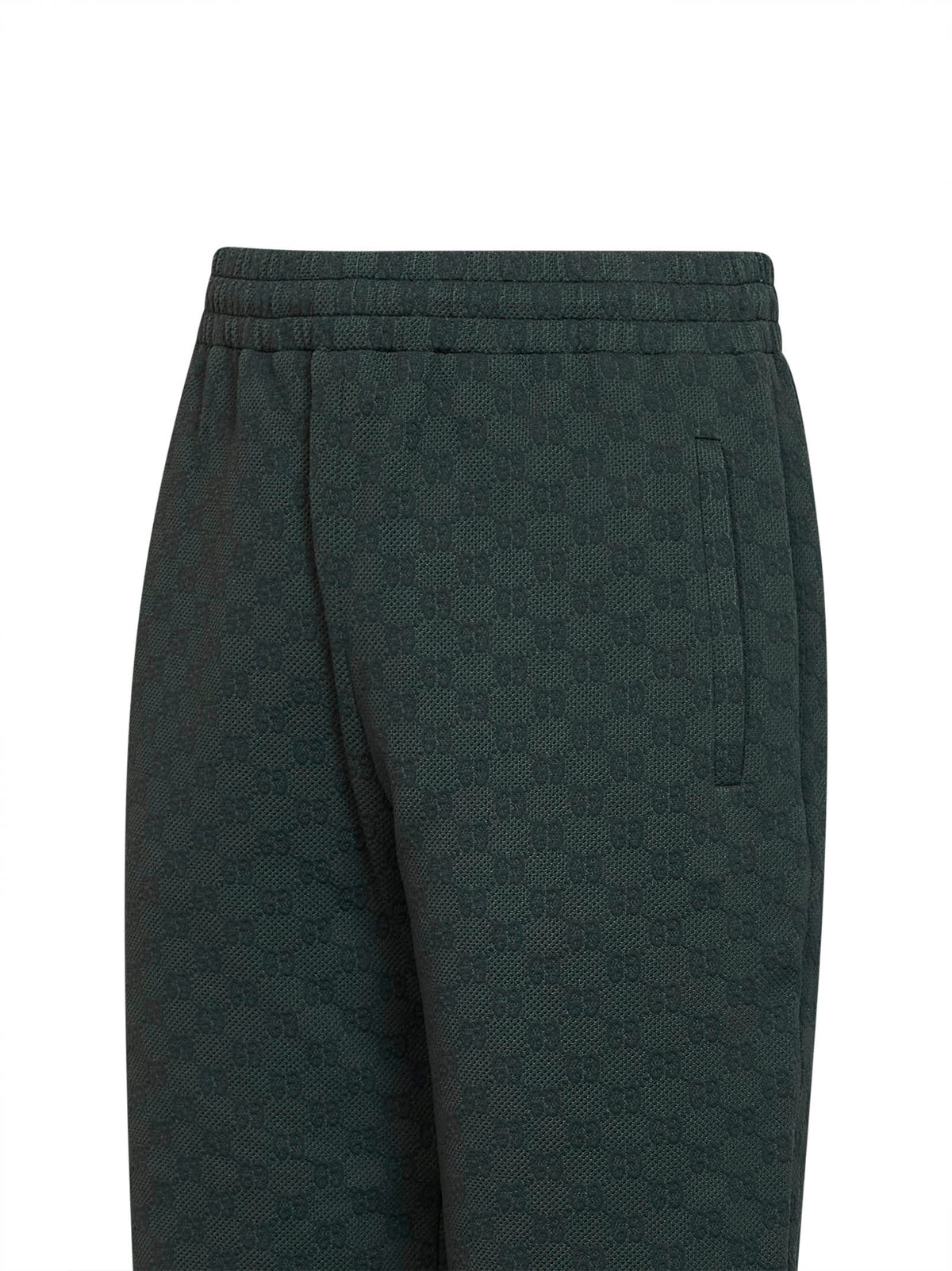 Gucci Men Green Gg Monogram Straight-Leg Trousers GUCCI