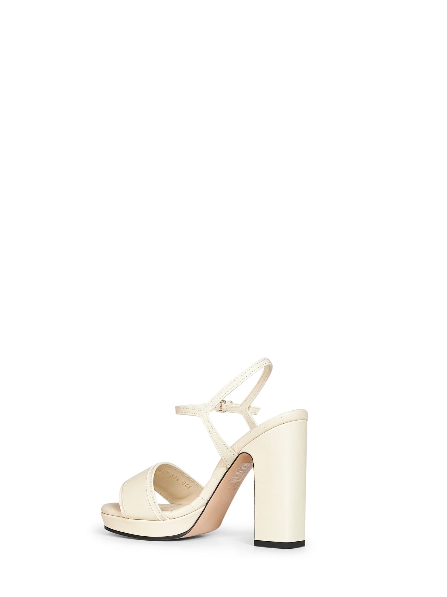 Gucci Women Ivory Leather Platform Sandals With Double G GUCCI