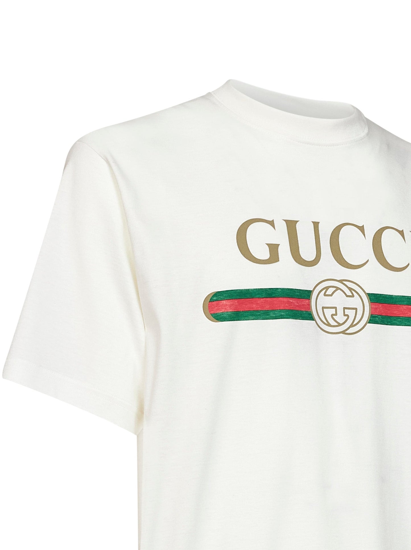 Gucci Men Chalk Printed Silk Blend Jersey T-Shirt GUCCI