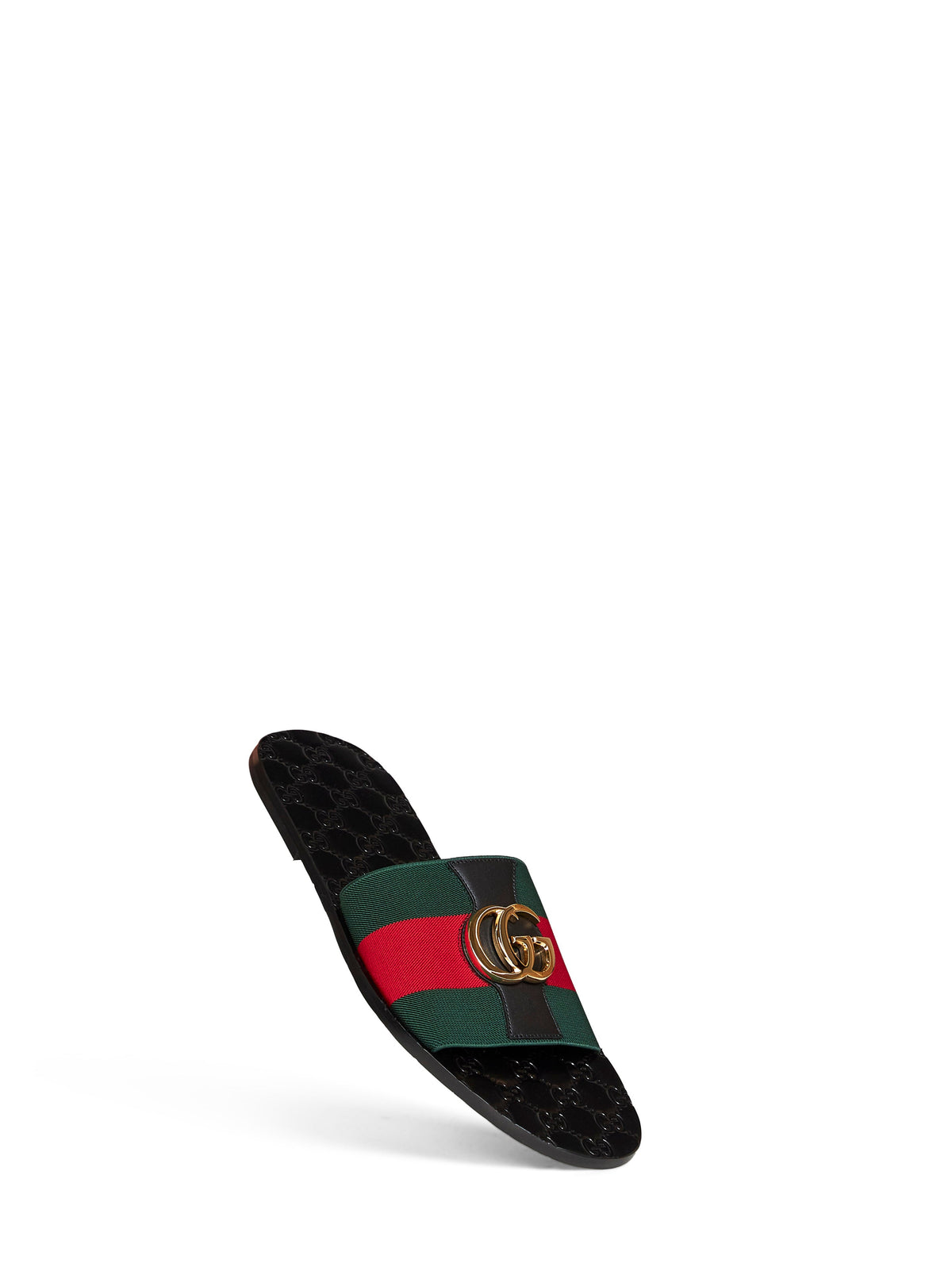 Gucci Men Web And Leather Riviera Slide Sandals GUCCI