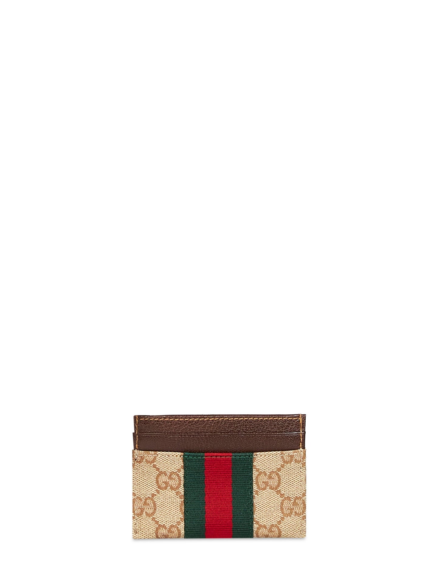 Gucci Women Sand And Dark Brown Gg Canvas Web Card Holder GUCCI