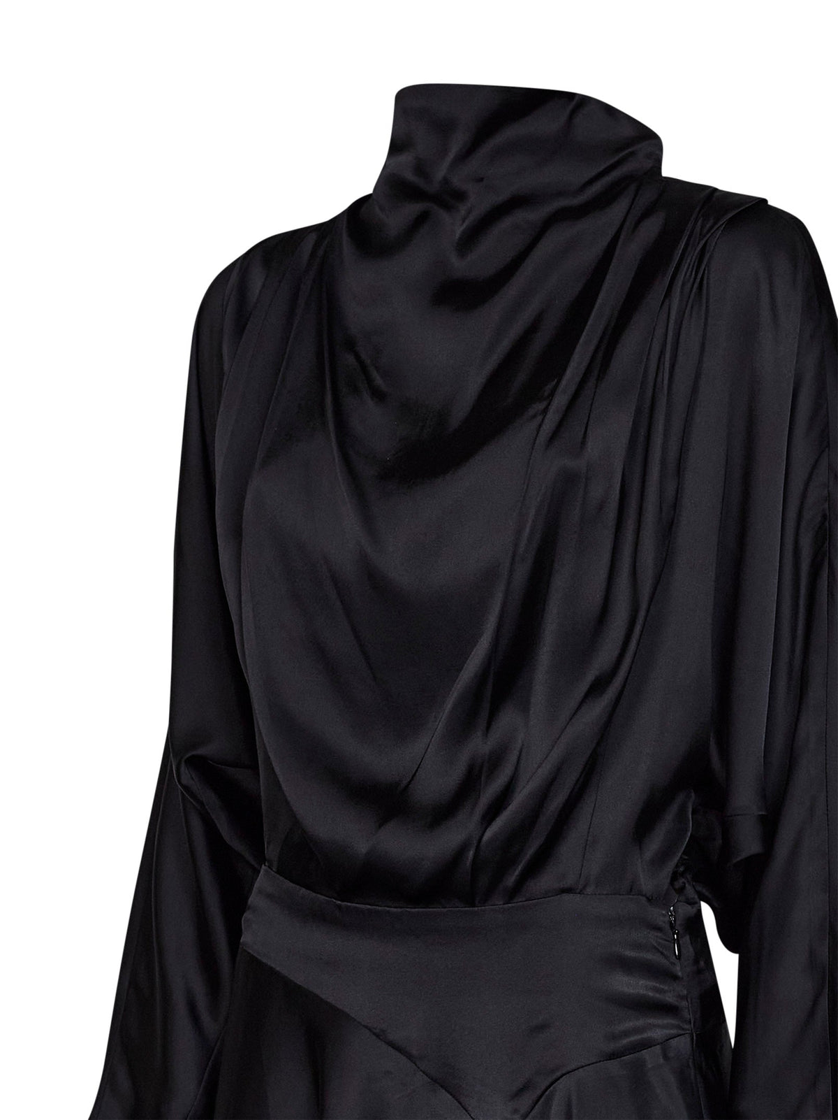 Isabel Marant Women Black Satin Neline Draped Mini Dress ISABEL MARANT