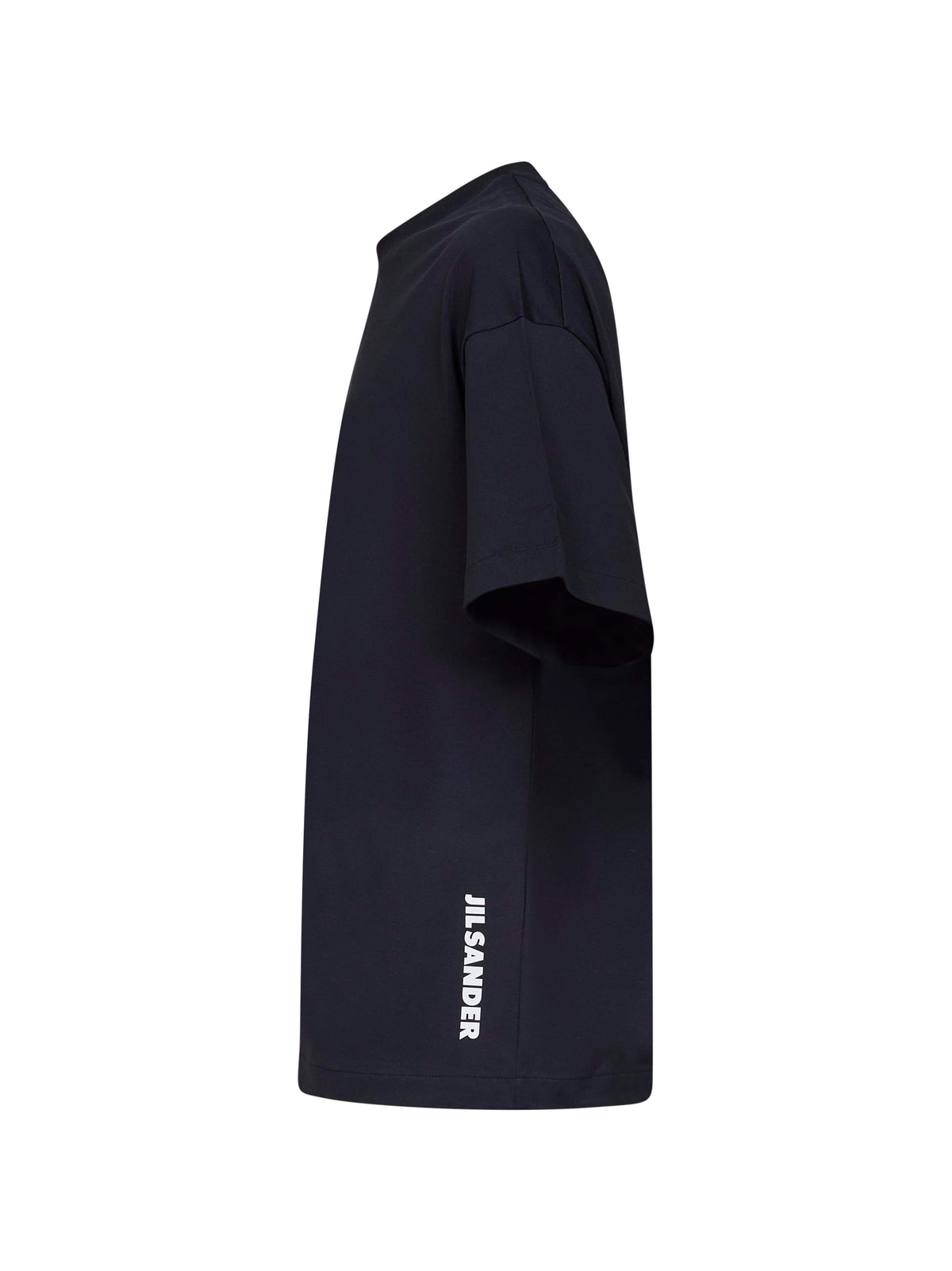 Jil Sander Men Midnight Blue Cotton Boxy T-Shirt With Jil Sander Logo JIL SANDER